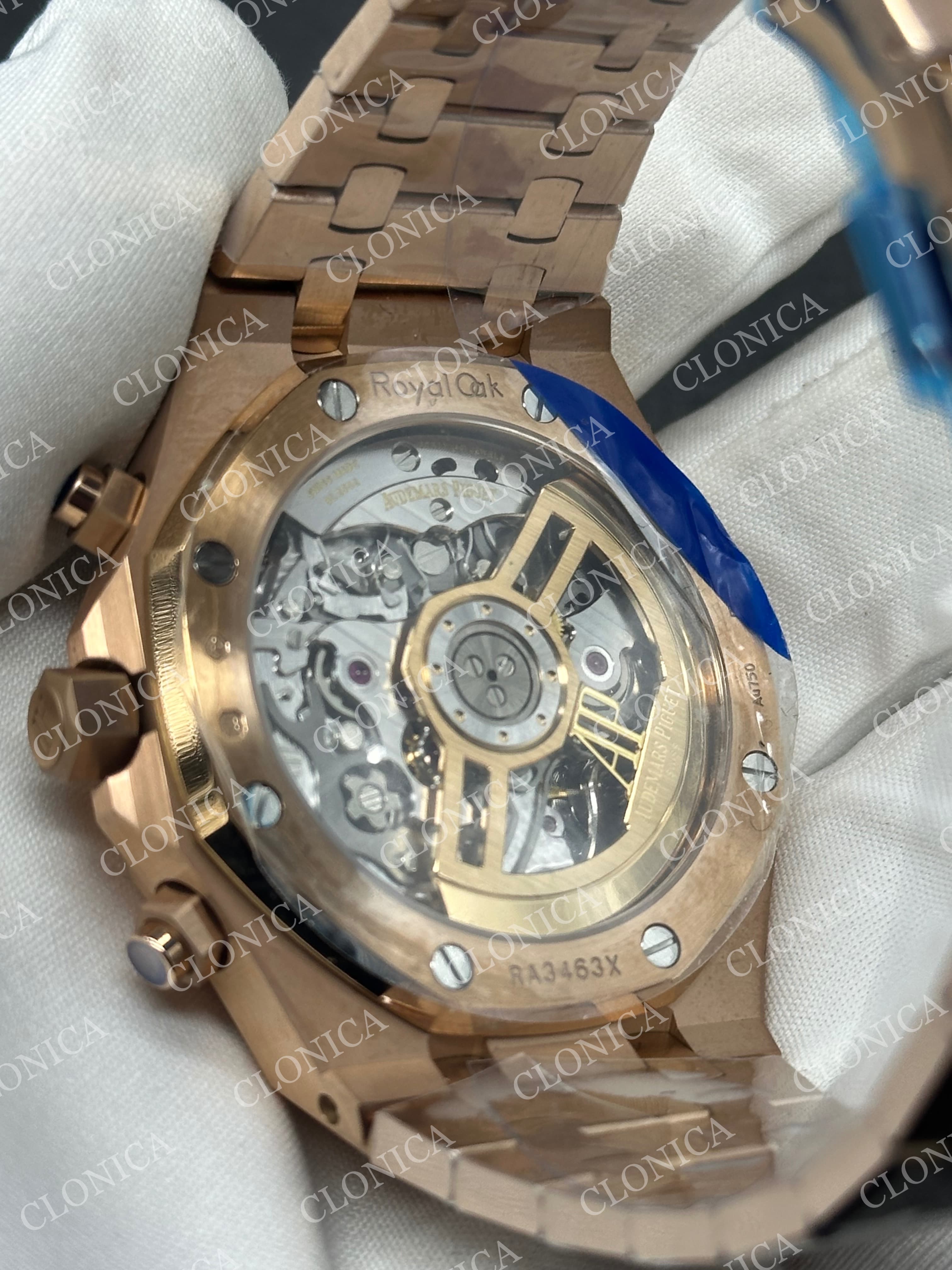 ROYAL OAK CHRONO 26240 RG GREEN DIAL ON RG BRACELET SA4401 SUPER CLONE — view 5