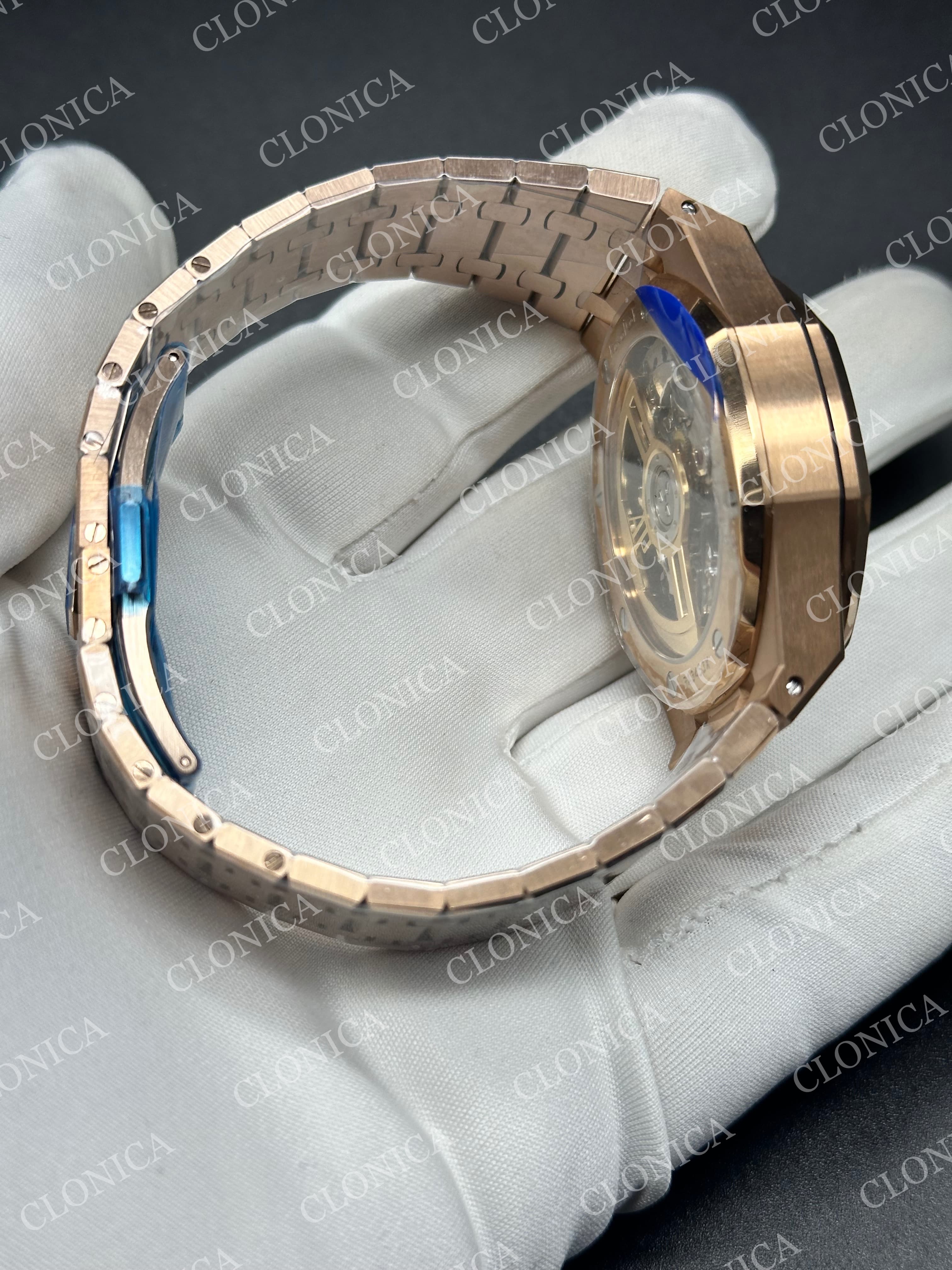ROYAL OAK CHRONO 26240 RG GREEN DIAL ON RG BRACELET SA4401 SUPER CLONE — view 6