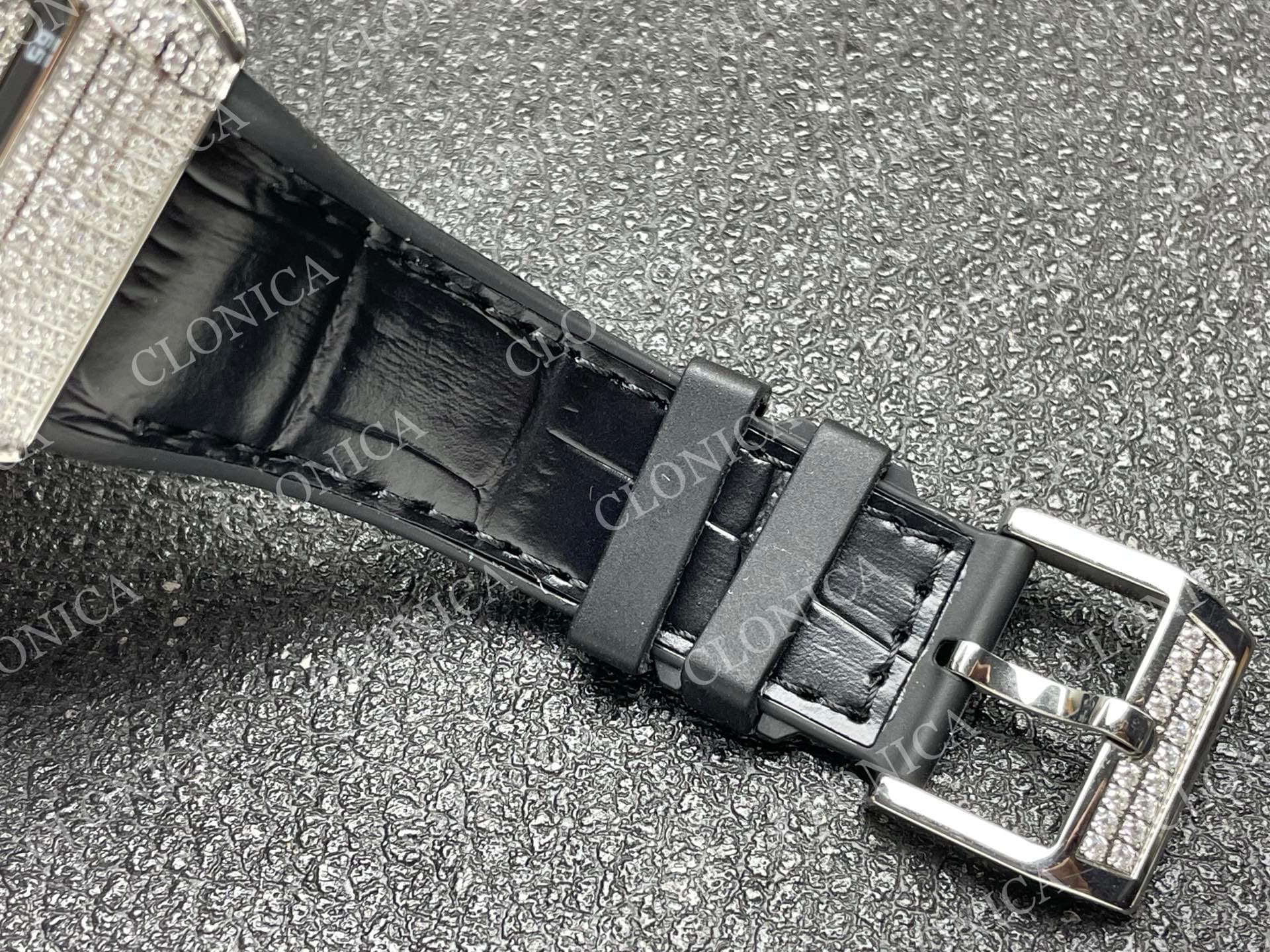 VANGUARD V45 CHRONO BRUSHED SS PAVE CRYSTALS DIAMOND DIAL — view 5