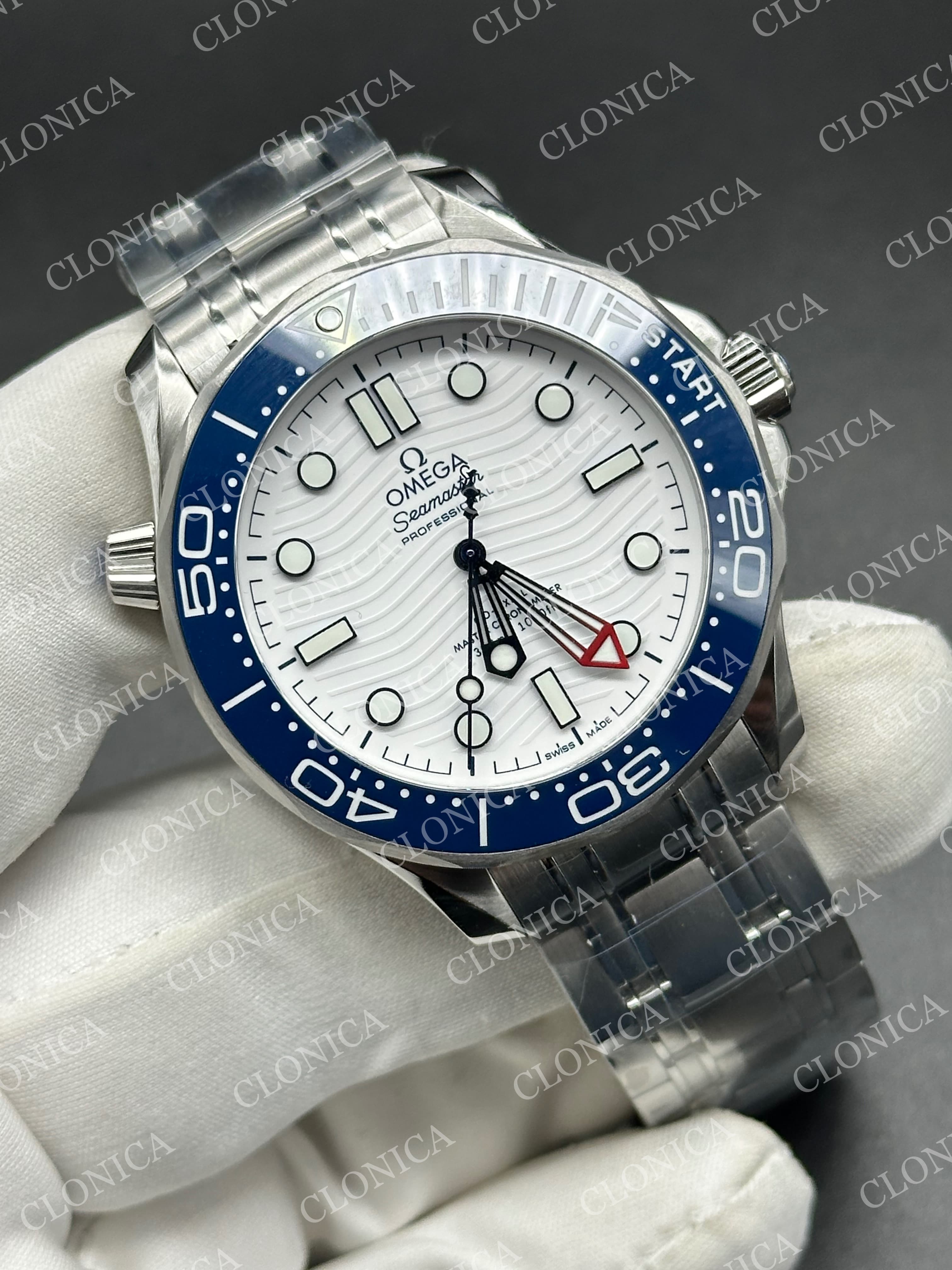 SEAMASTER DIVER 300M AMERICAS CUP SS 1:1 WHITE WAVE CERAMIC DIAL — view 2