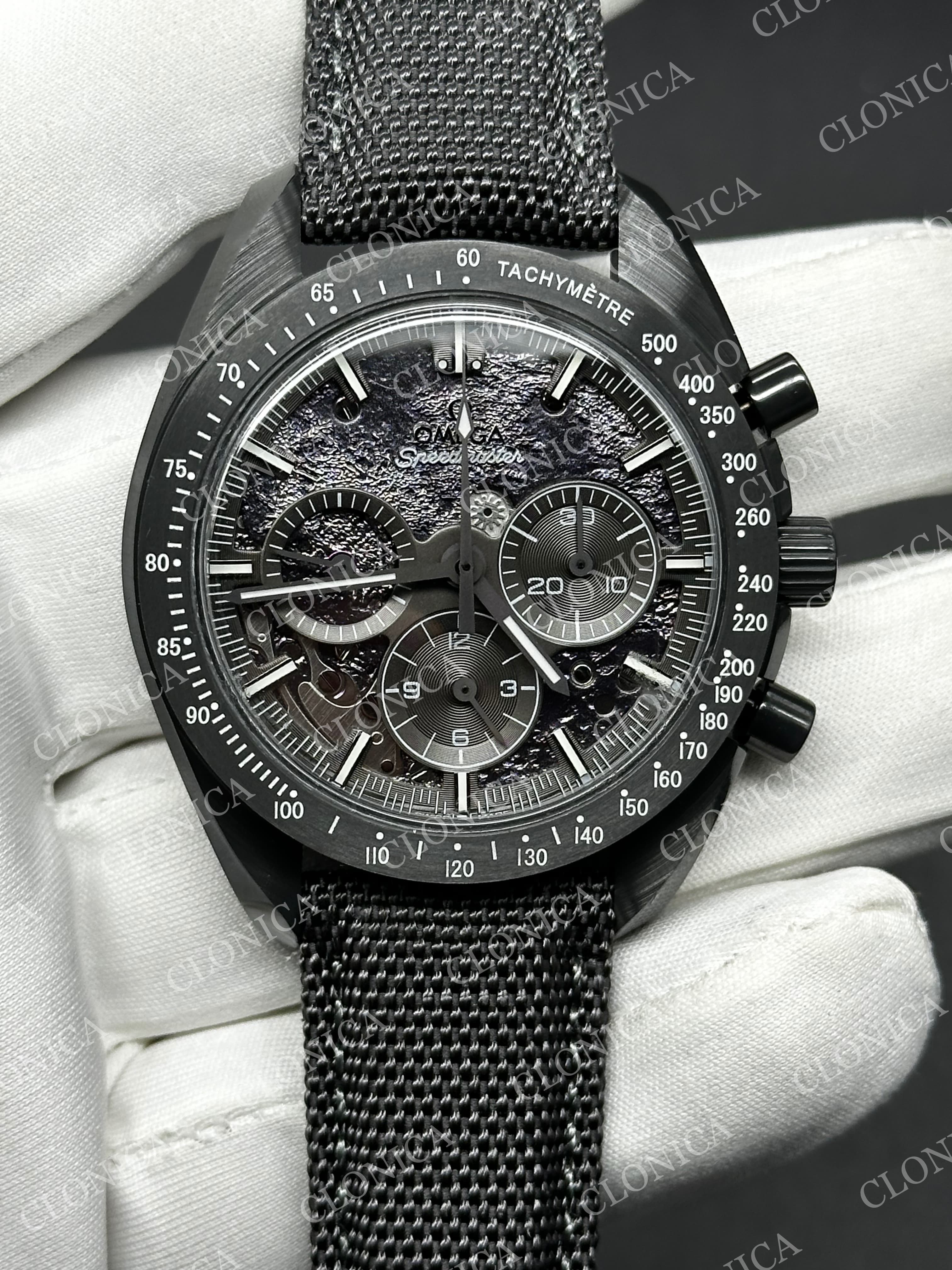SPEEDMASTER 44MM CERAMIC GRAY SKELETON DIAL GRAY HANDS ON GRAY LEATHER STRAP — view 1