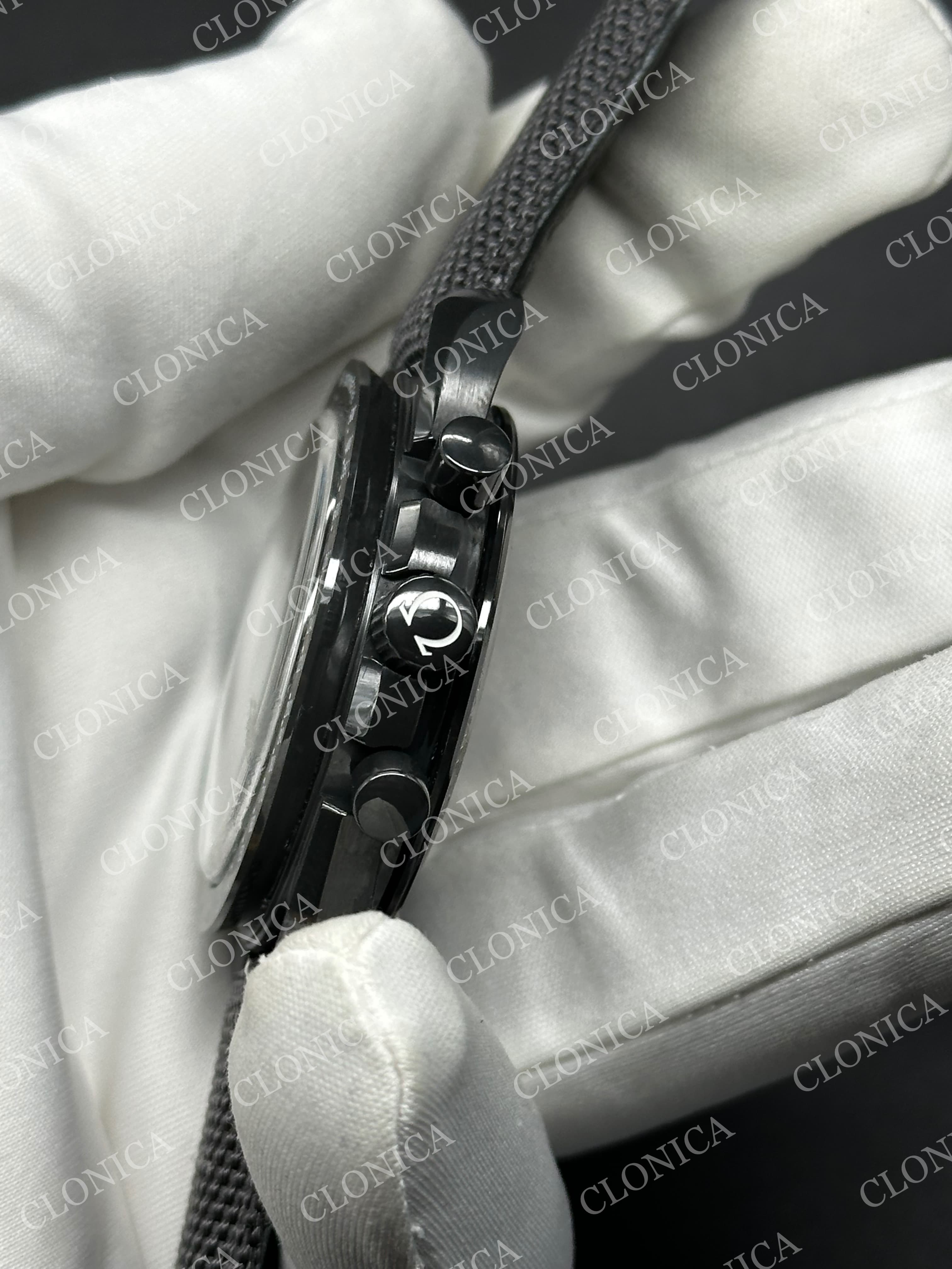 SPEEDMASTER 44MM CERAMIC GRAY SKELETON DIAL GRAY HANDS ON GRAY LEATHER STRAP — view 4