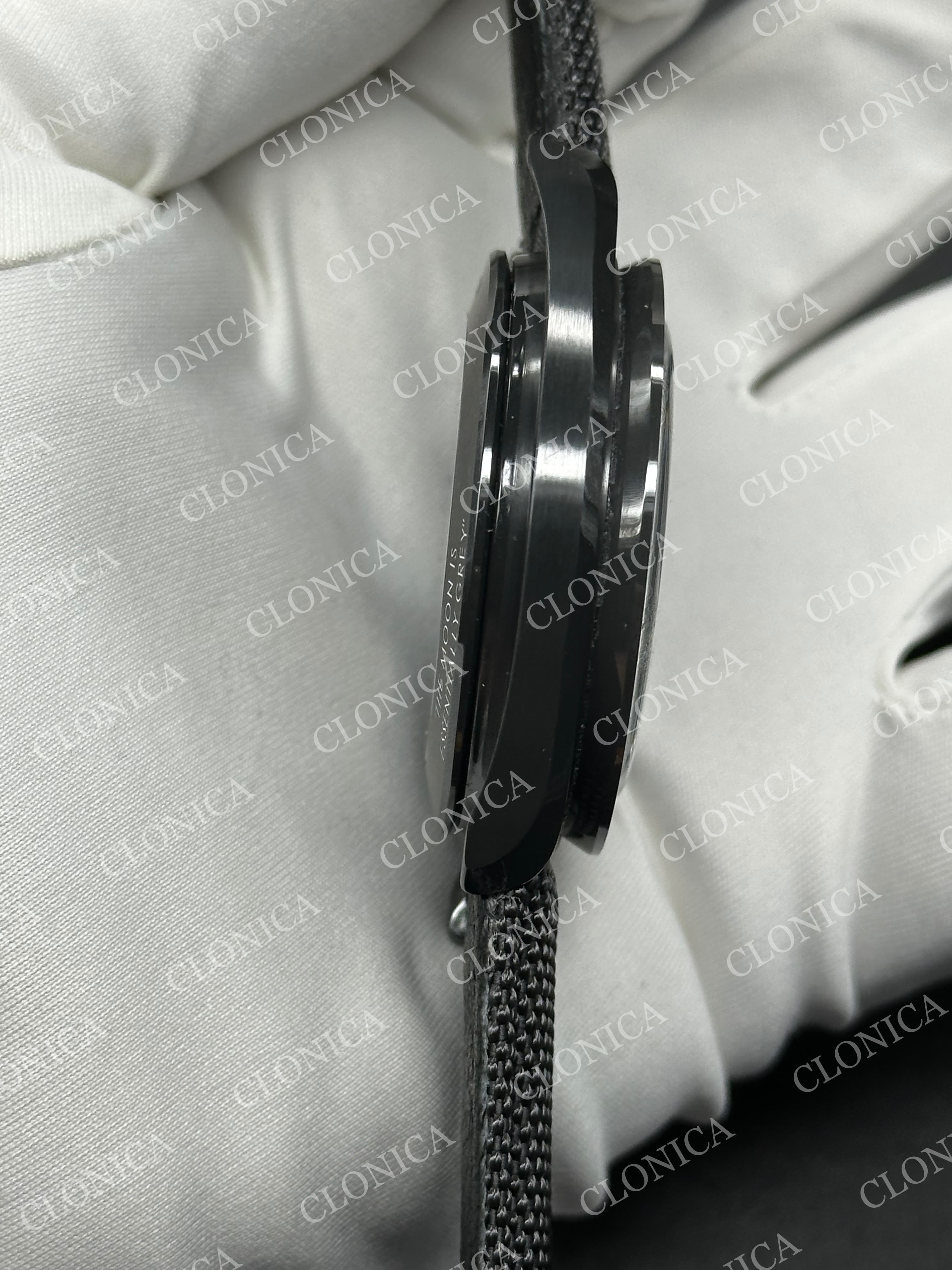 SPEEDMASTER 44MM CERAMIC GRAY SKELETON DIAL GRAY HANDS ON GRAY LEATHER STRAP — view 6