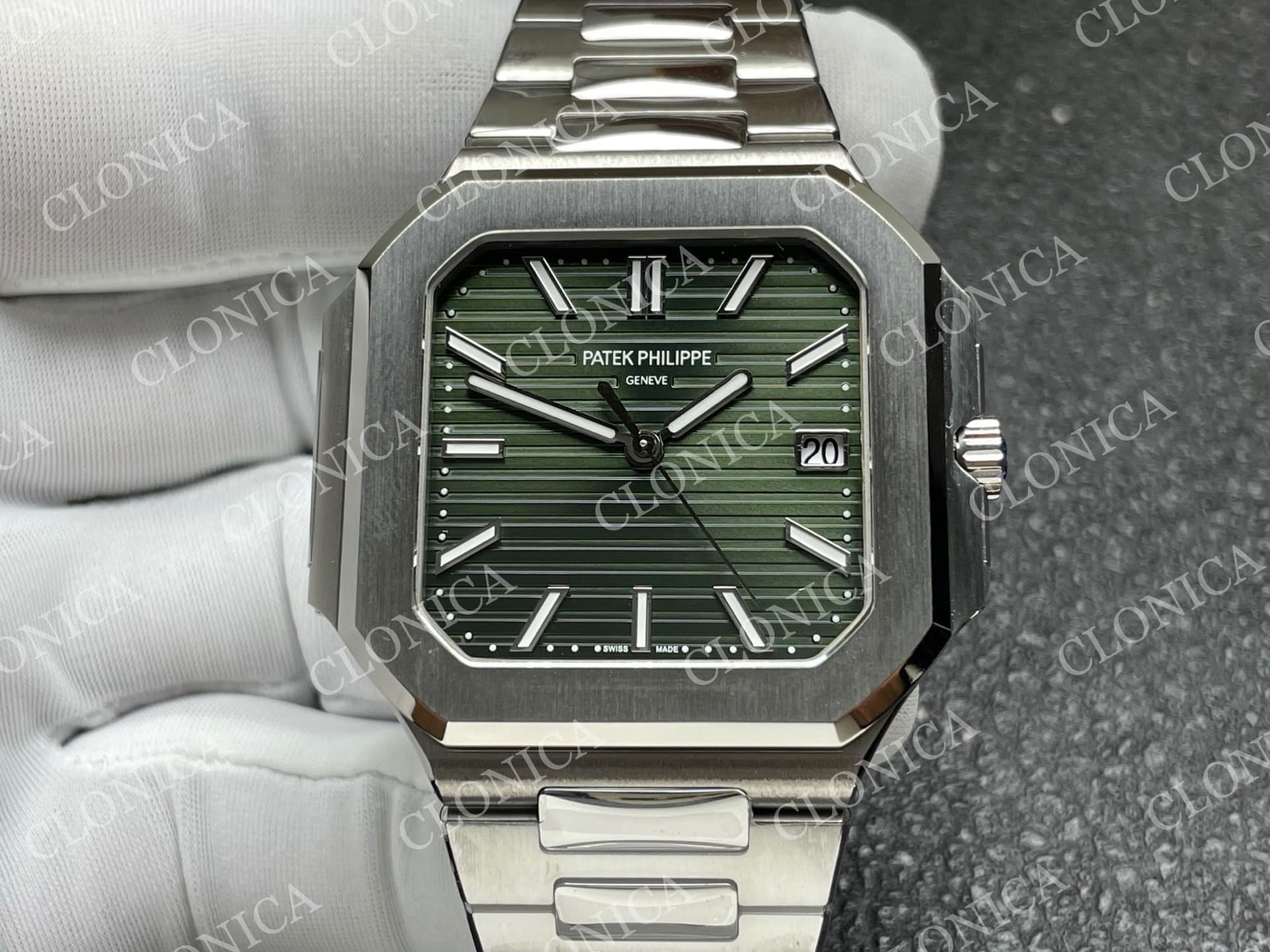 CUBITUS 5821 SS GREEN DIAL ON SS BRACELET DD330 SUPER CLONE — view 3