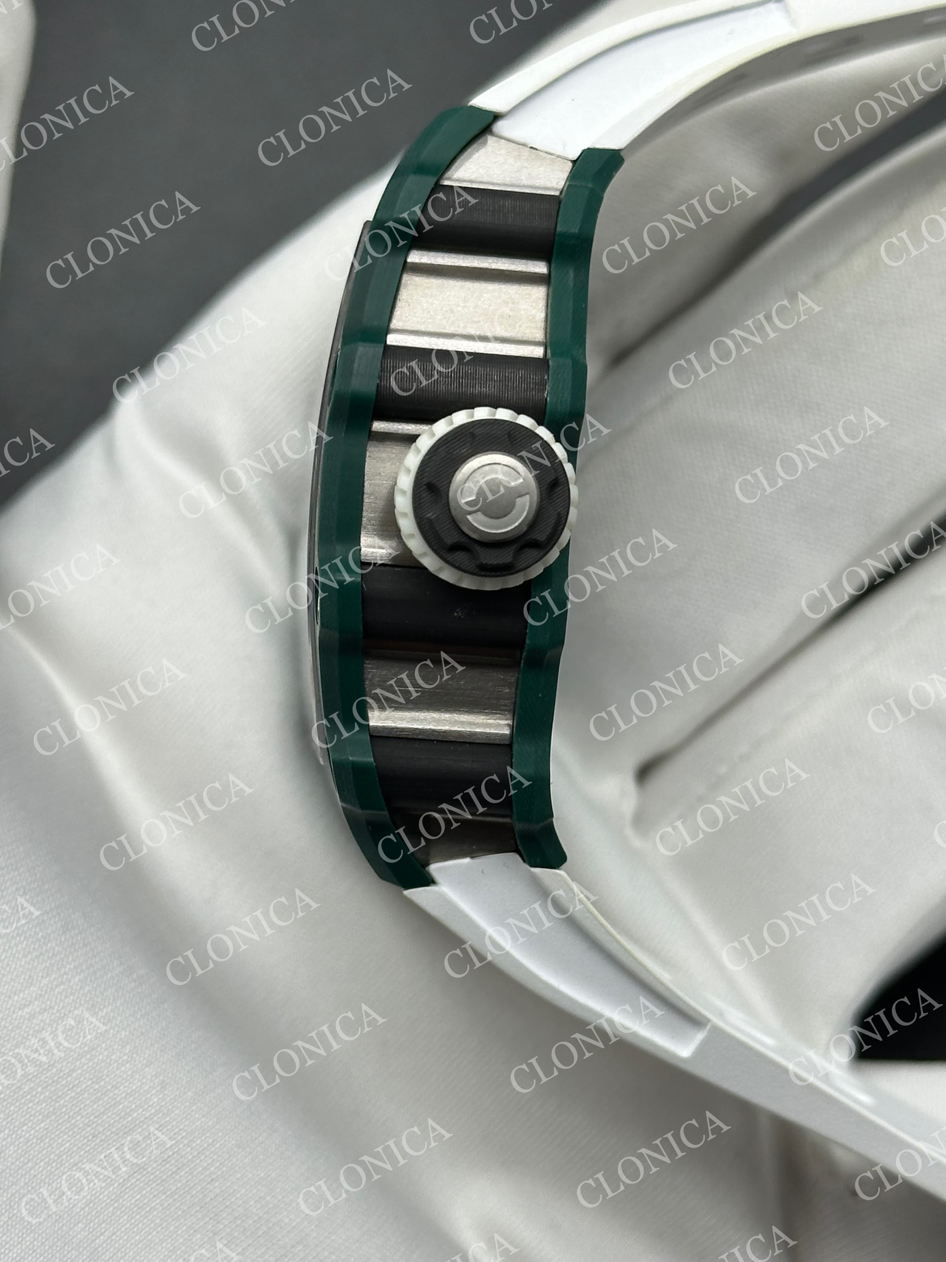 RM021-02 REAL TOURBILLON BLACK CARBON SKELETON DIAL ON WHITE RUBBER STRAP — view 5
