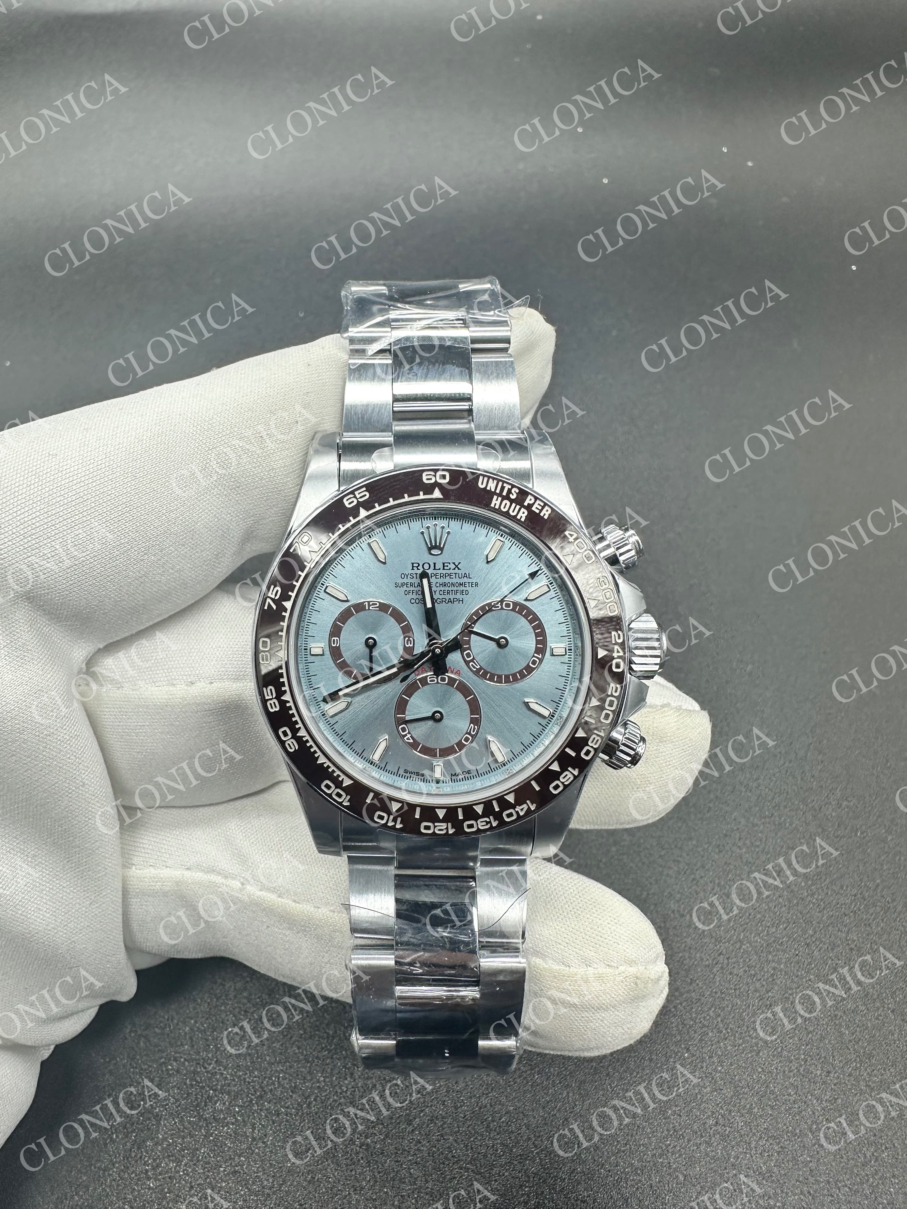 DAYTONA 126506 GAIN WEIGHT ICE BLUE DIAL STICK MARKERS ON BRACELET — view 1