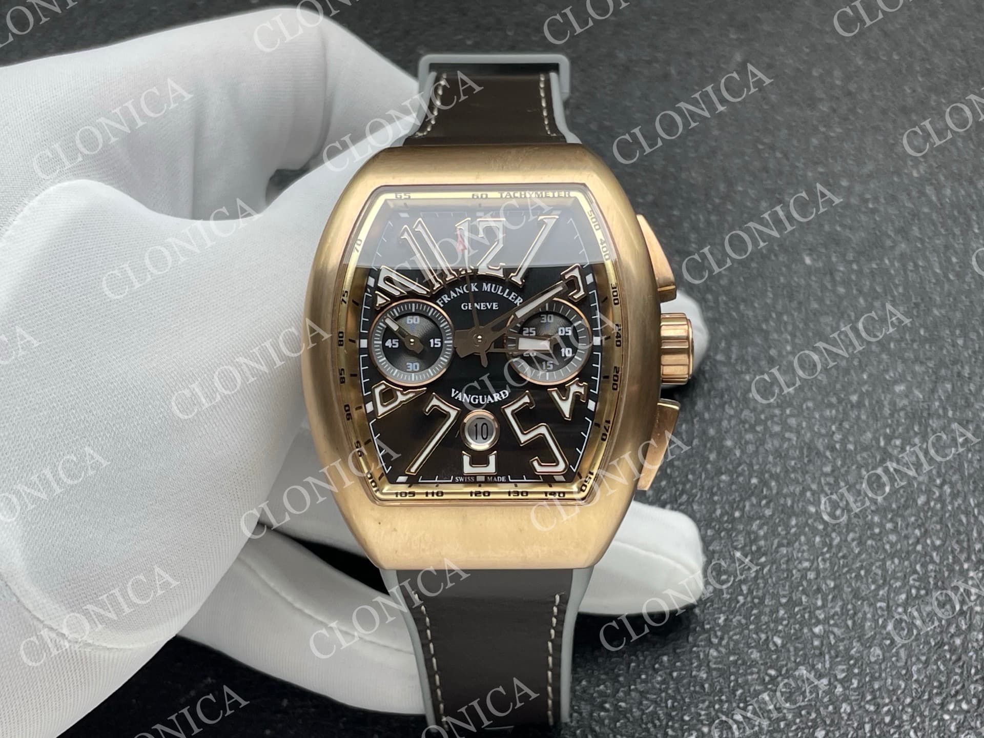 VANGUARD V45 CHRONO BRUSHED RG CASE GOLD INNER BEZEL GRAY DIAL — view 1