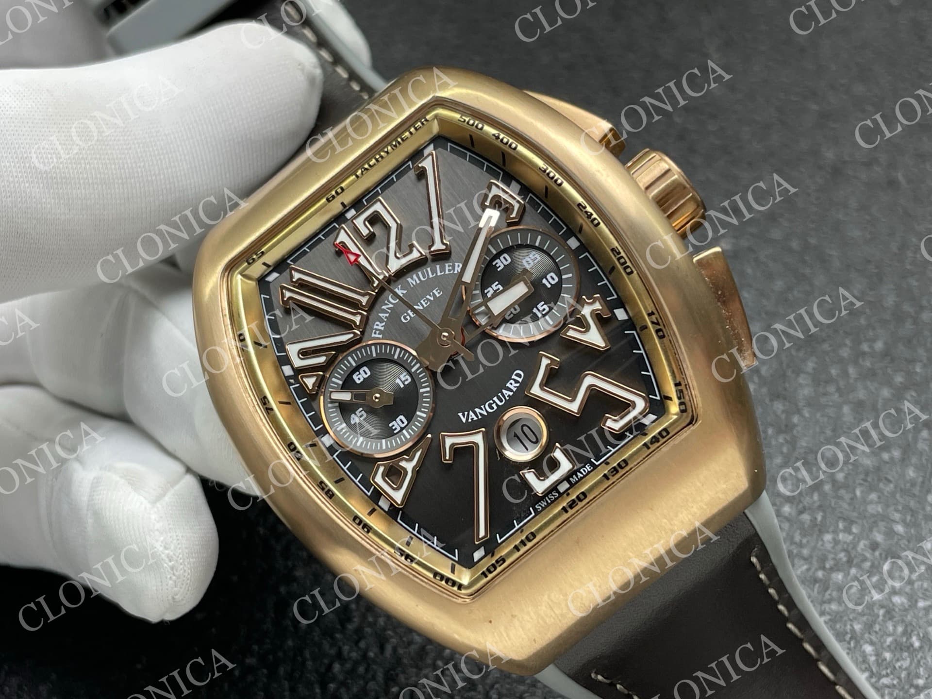 VANGUARD V45 CHRONO BRUSHED RG CASE GOLD INNER BEZEL GRAY DIAL — view 2