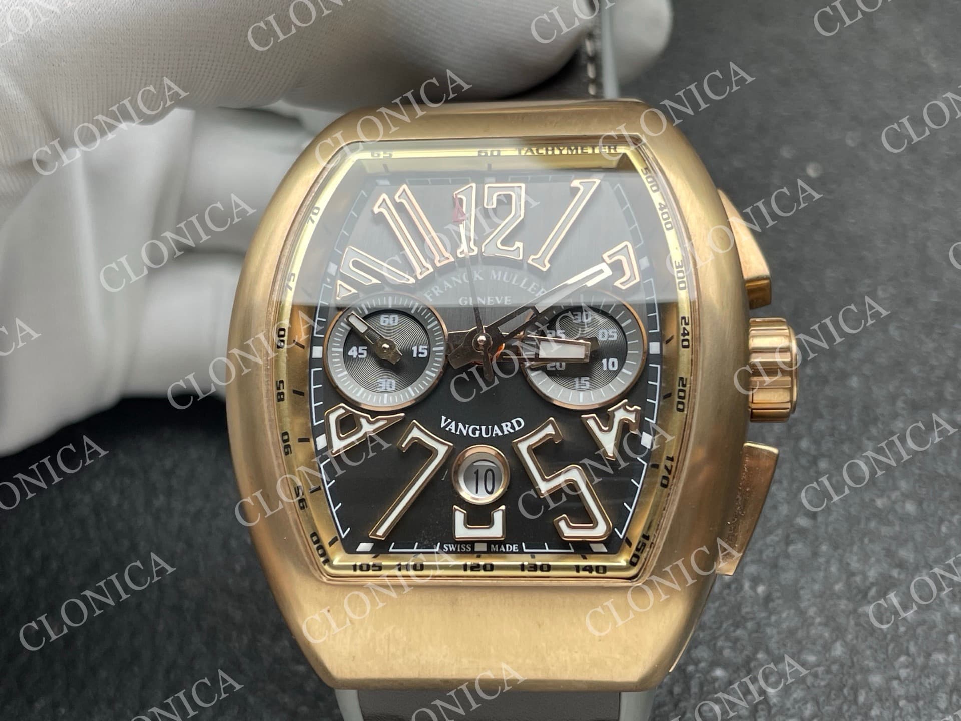 VANGUARD V45 CHRONO BRUSHED RG CASE GOLD INNER BEZEL GRAY DIAL — view 3