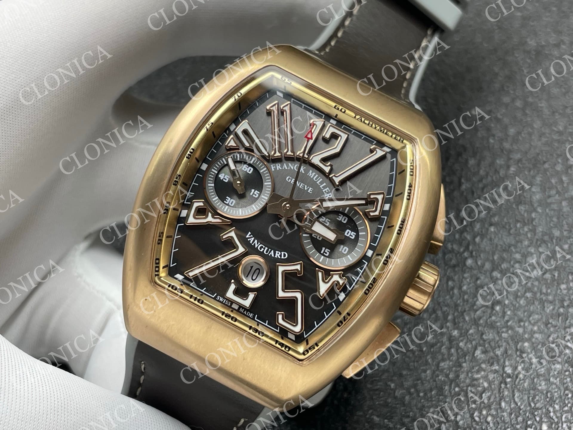 VANGUARD V45 CHRONO BRUSHED RG CASE GOLD INNER BEZEL GRAY DIAL — view 4
