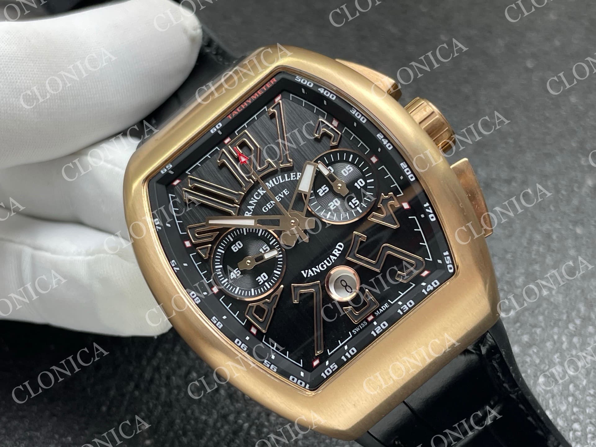 VANGUARD V45 CHRONO BRUSHED RG CASE GOLD INNER BEZEL BLACK DIAL — view 2