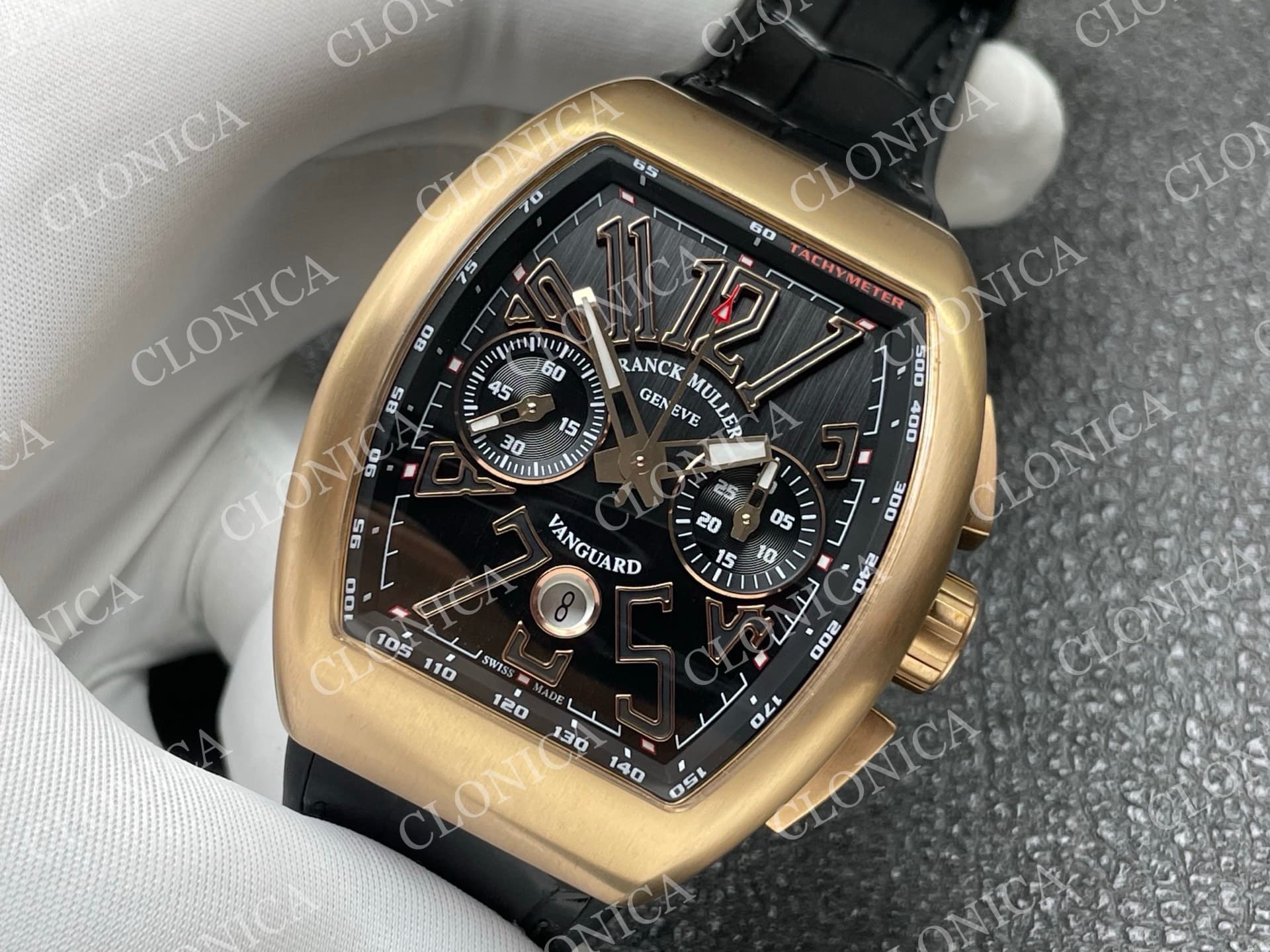 VANGUARD V45 CHRONO BRUSHED RG CASE GOLD INNER BEZEL BLACK DIAL — view 4