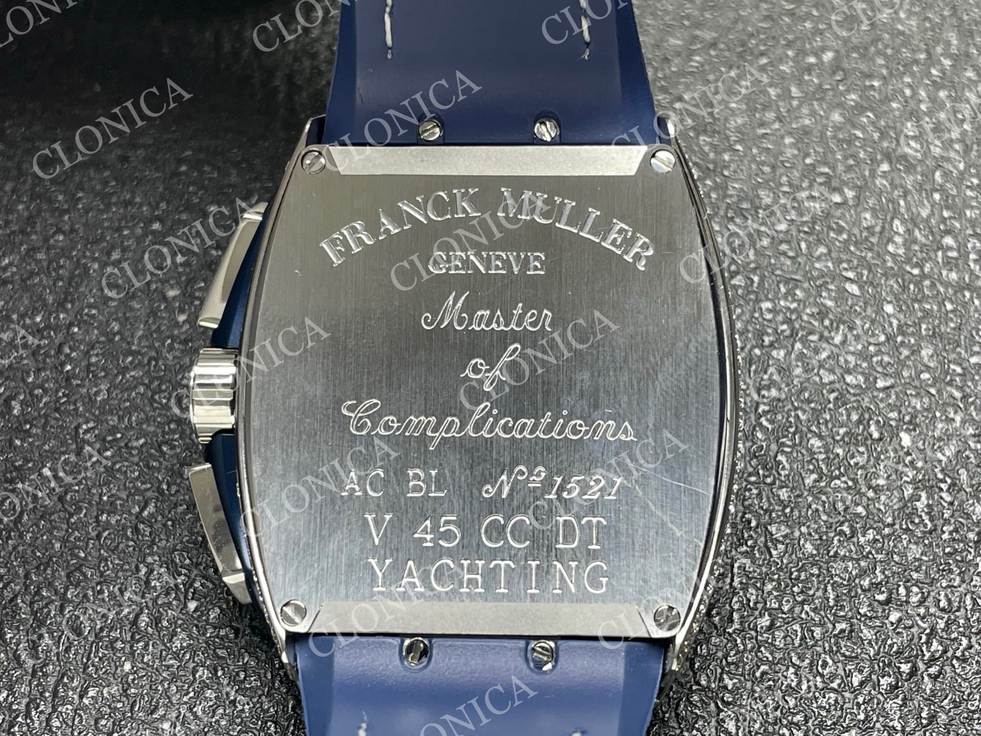 VANGUARD V45 CHRONO BRUSHED SS PAVE CRYSTALS BLUE DIAL — view 8