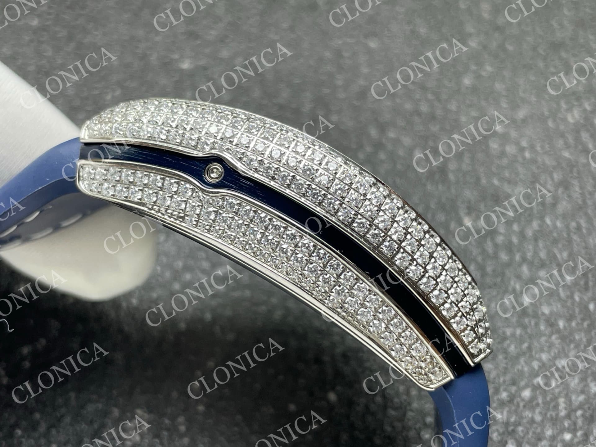 VANGUARD V45 CHRONO BRUSHED SS PAVE CRYSTALS BLUE DIAL — view 9