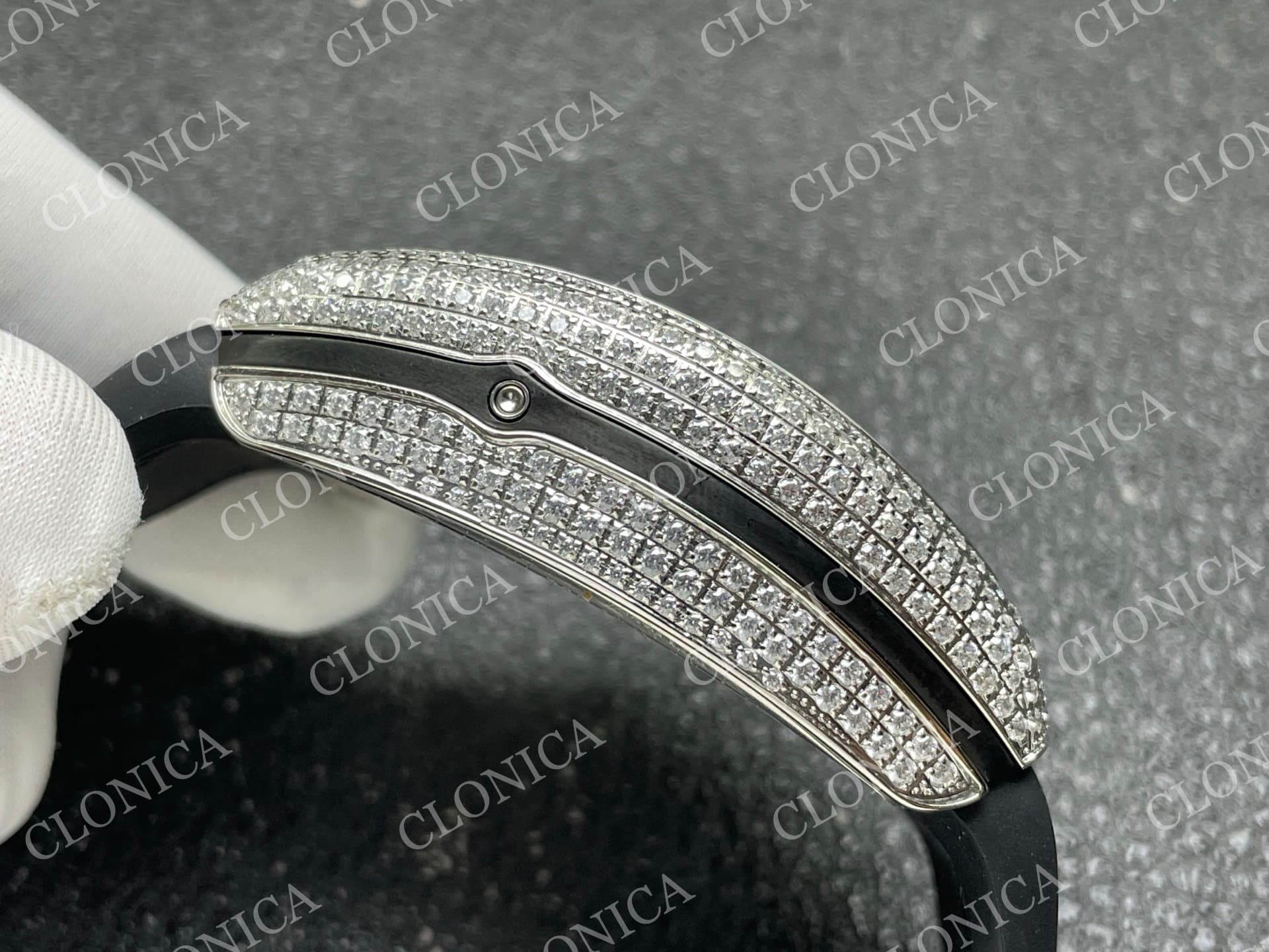 VANGUARD V45 CHRONO BRUSHED SS PAVE CRYSTALS BLACK DIAL — view 9