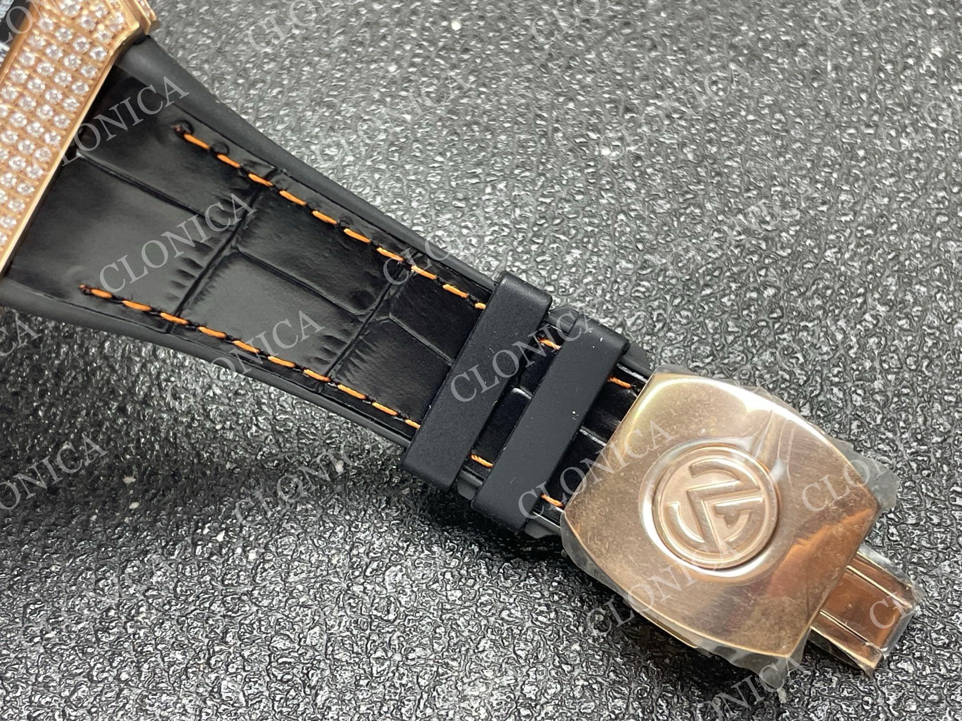 VANGUARD V45 CHRONO RG PAVE CRYSTALS GOLD INNER BEZEL BLACK DIAL — view 5