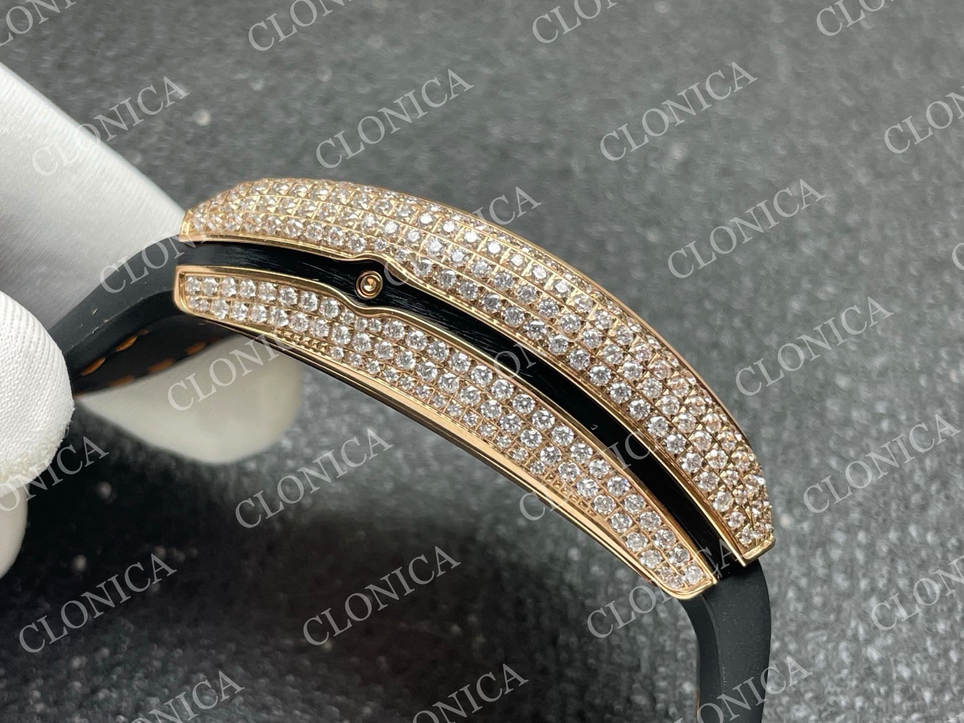 VANGUARD V45 CHRONO RG PAVE CRYSTALS GOLD INNER BEZEL BLACK DIAL — view 9