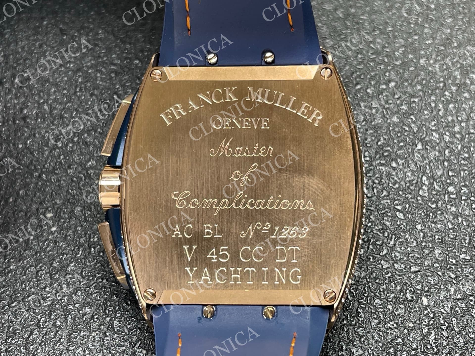 VANGUARD V45 CHRONO BRUSHED SS PAVE CRYSTALS BLUE DIAL — view 8