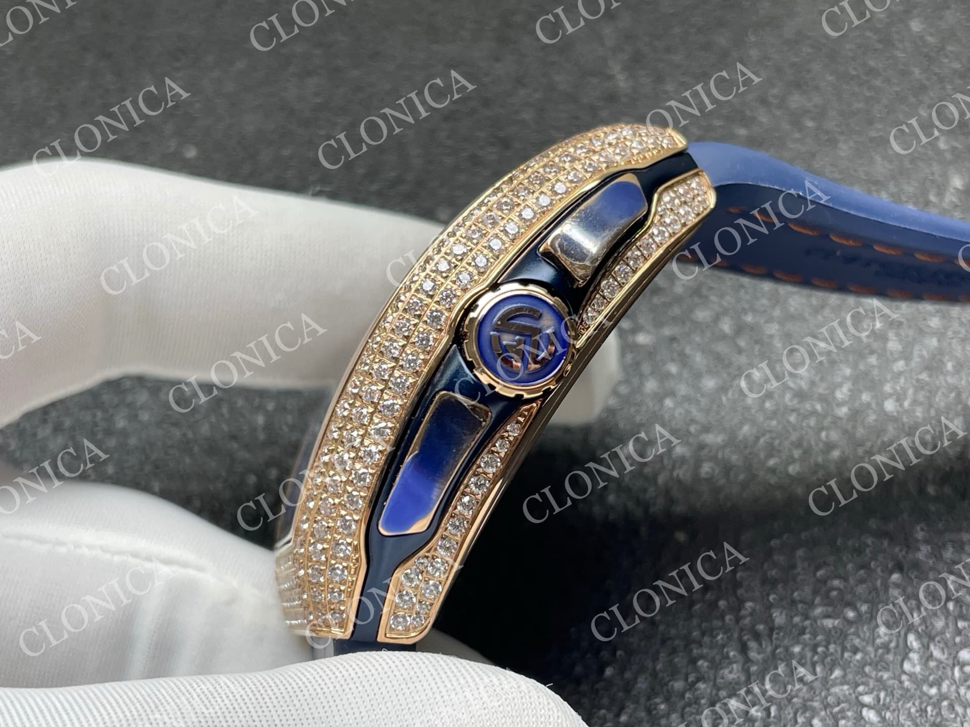 VANGUARD V45 CHRONO BRUSHED SS PAVE CRYSTALS DIAMOND DIAL — view 7