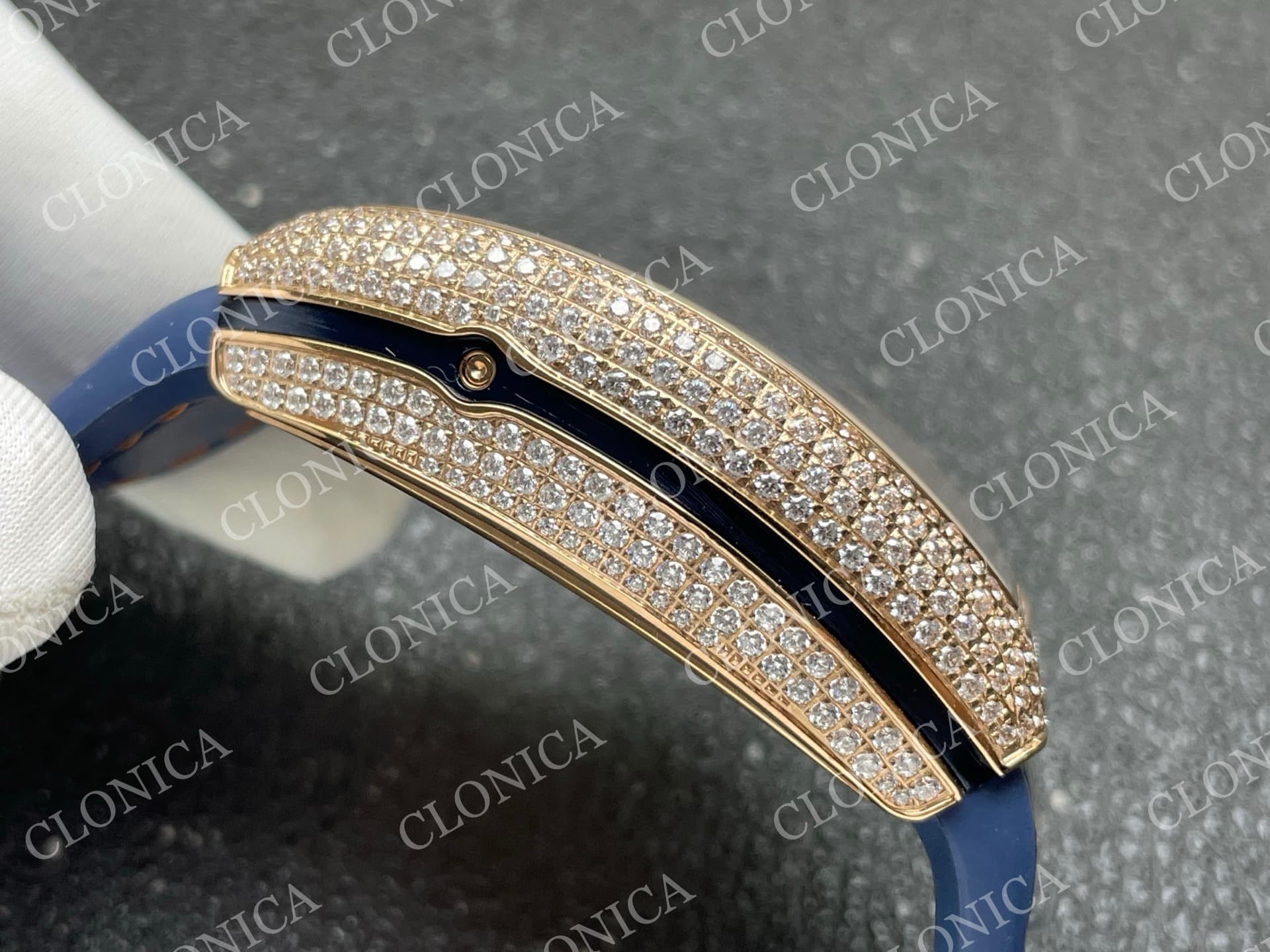 VANGUARD V45 CHRONO BRUSHED SS PAVE CRYSTALS DIAMOND DIAL — view 8