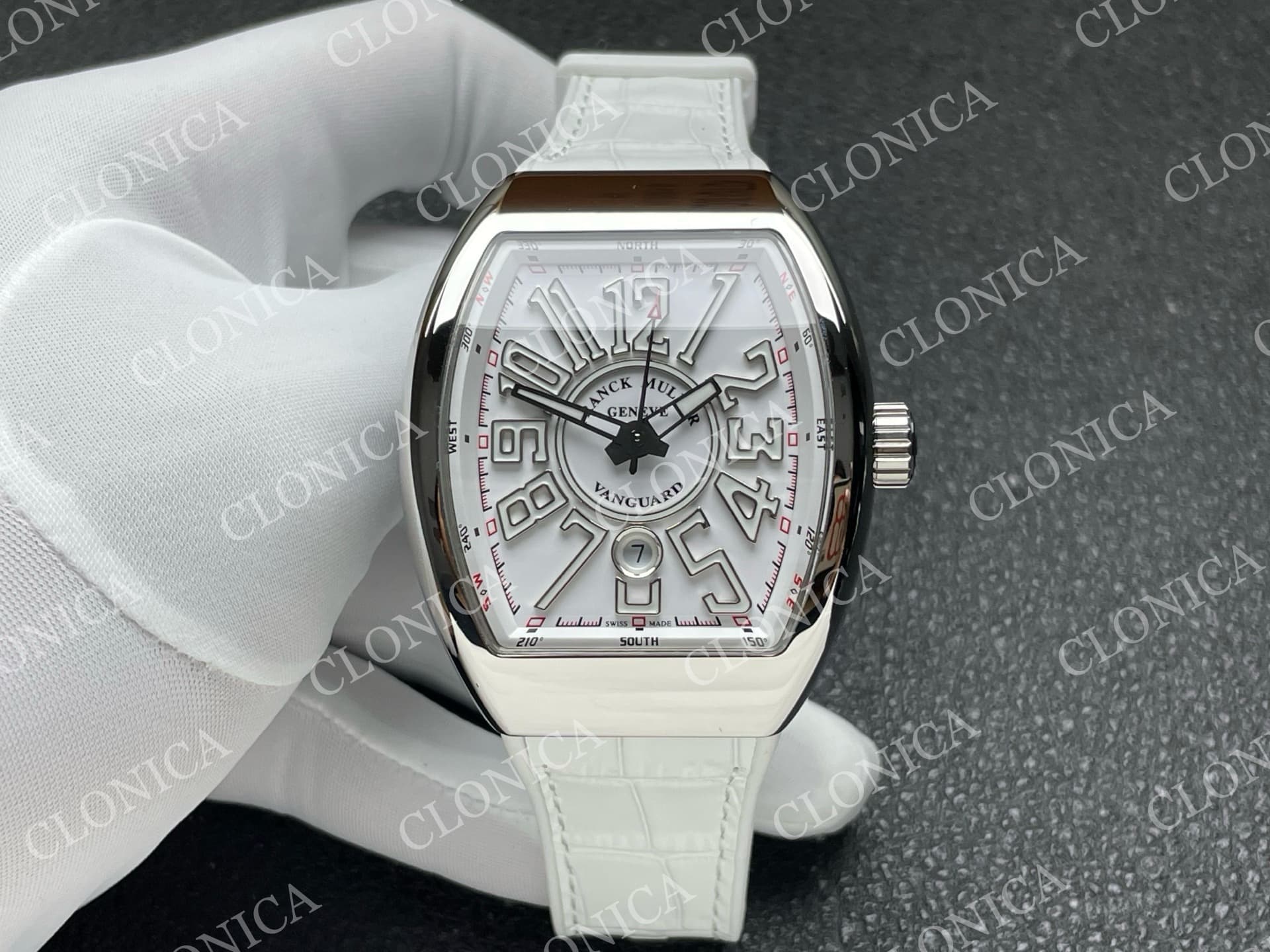 VANGUARD V45 SS WHITE TEXTURED DIAL ON WHITE GUMMY STRAP A2824 — view 1