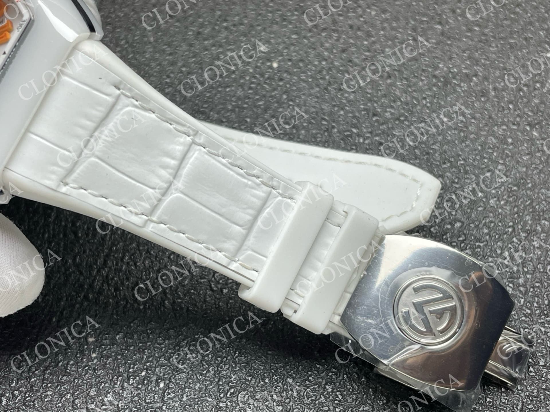 VANGUARD V45 WHITE ORANGE TEXTURED DIAL ON WHITE GUMMY STRAP A2824 — view 5