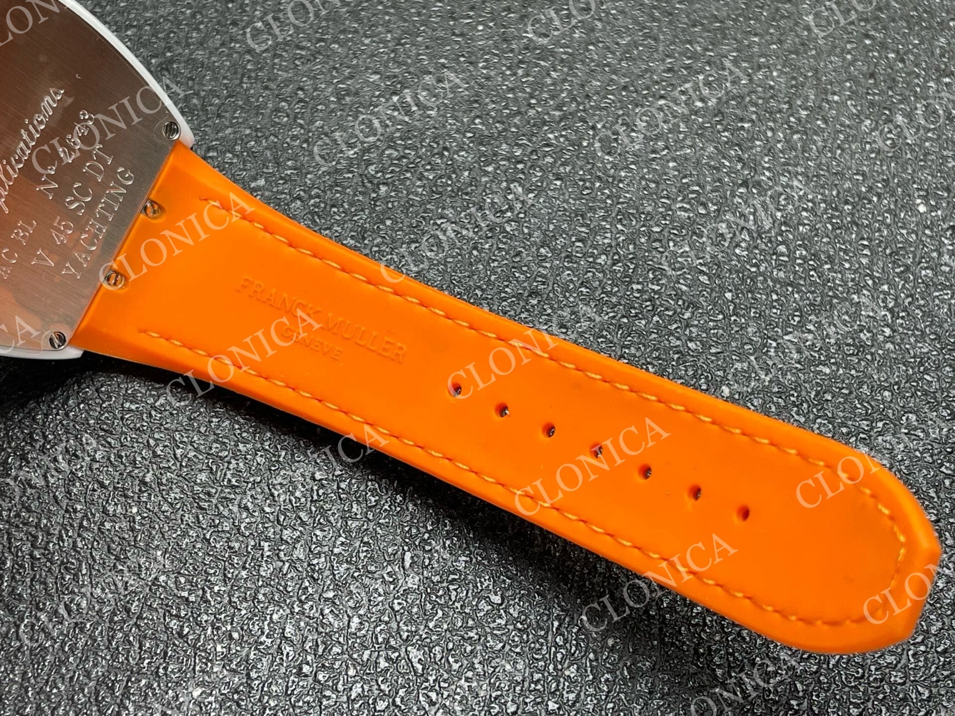 VANGUARD V45 WHITE CERAMIC CASE BLUE ORANGE TEXTURED DIAL ON ORANGE GUMMY STRAP A2824 — view 6