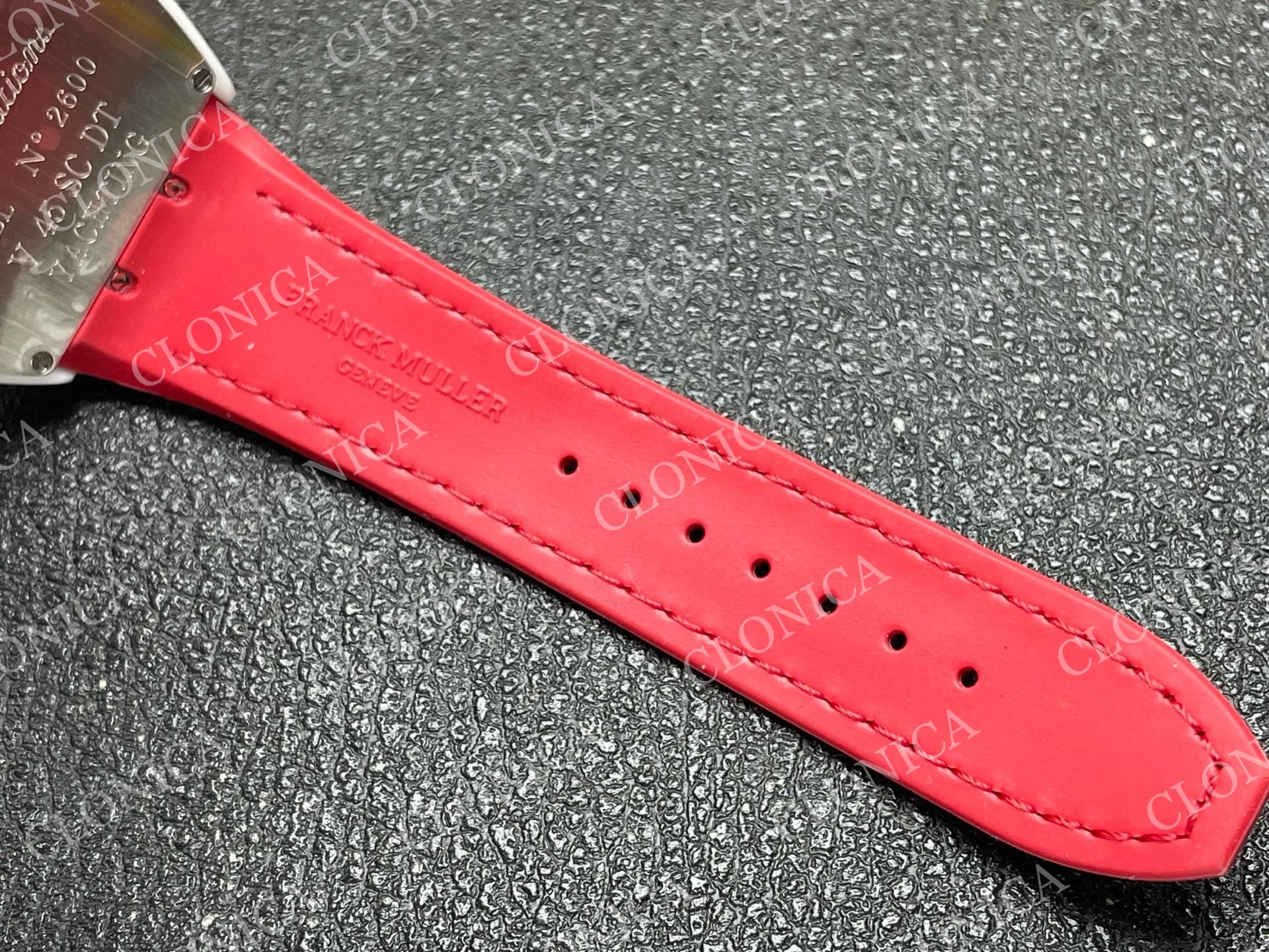 VANGUARD V45 WHITE CERAMIC CASE BLUE RED TEXTURED DIAL ON RED GUMMY STRAP A2824 — view 6