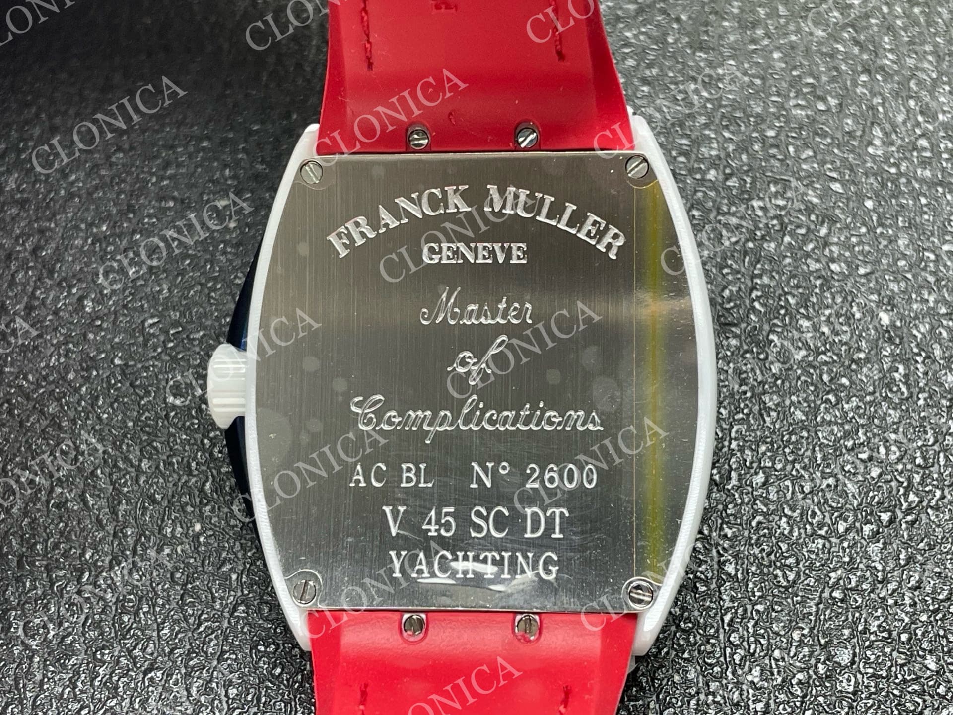 VANGUARD V45 WHITE CERAMIC CASE BLUE RED TEXTURED DIAL ON RED GUMMY STRAP A2824 — view 8