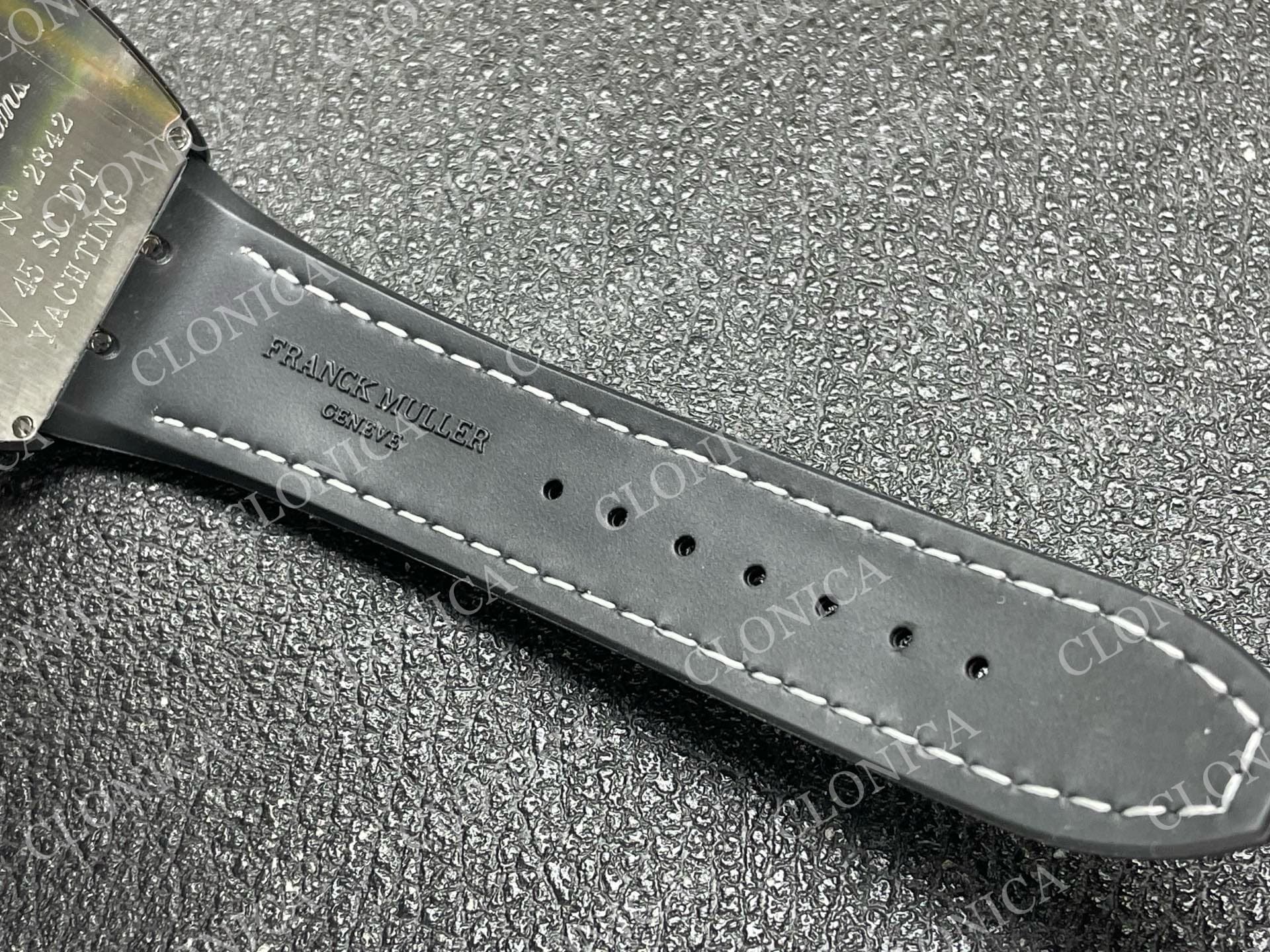VANGUARD V45 BLACK CERAMIC CASE WHITE BLACK TEXTURED DIAL ON WHITE GUMMY STRAP A2824 — view 6