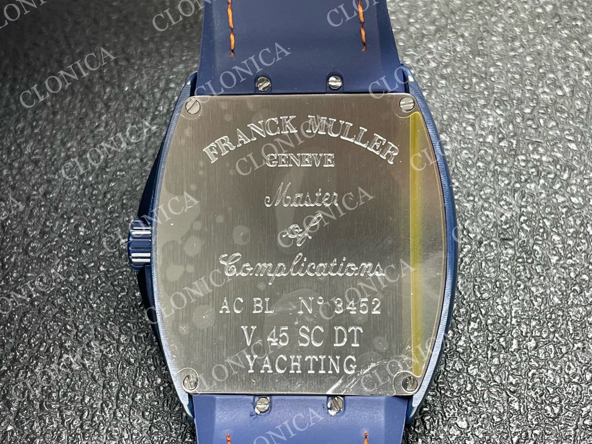 VANGUARD V45 BLUE CERAMIC CASE WHITE ORANGETEXTURED DIAL ON BLUE GUMMY STRAP A2824 — view 8