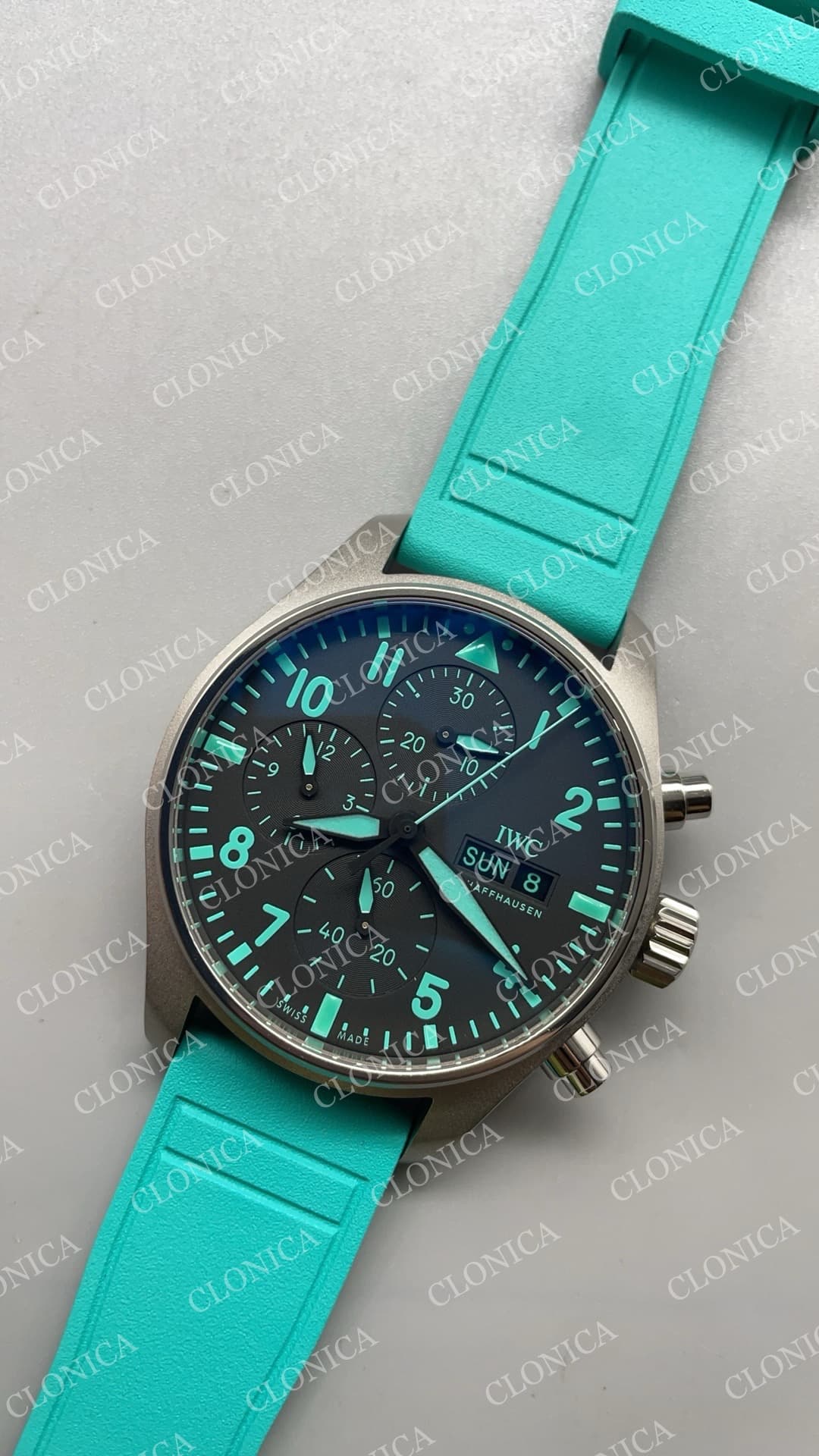 PILOT SS 1:1 BEST EDITION BLACK DIAL ON BLUE RUBBER STRAP A7750 — view 2
