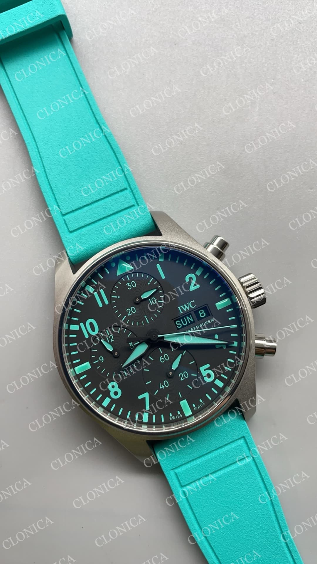 PILOT SS 1:1 BEST EDITION BLACK DIAL ON BLUE RUBBER STRAP A7750 — view 3
