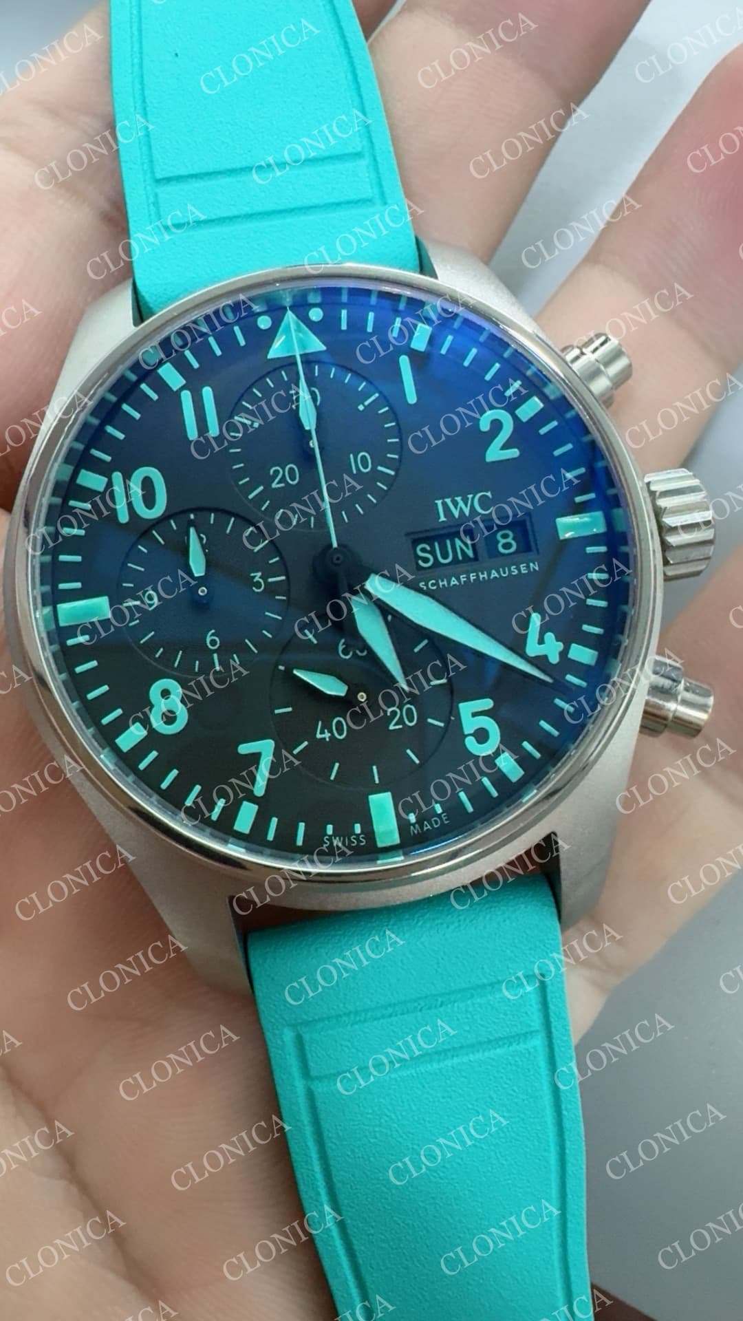 PILOT SS 1:1 BEST EDITION BLACK DIAL ON BLUE RUBBER STRAP A7750 — view 4