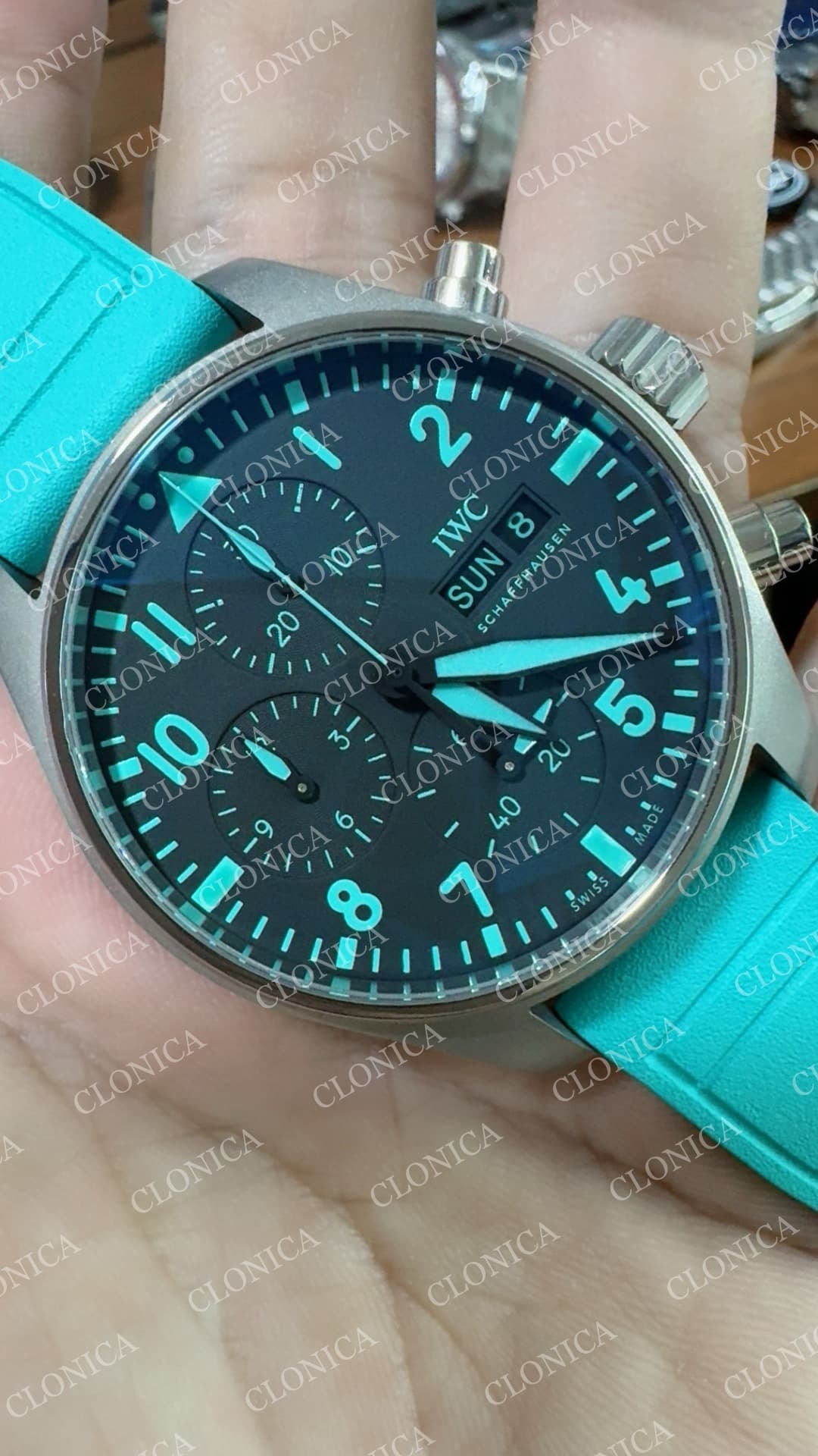 PILOT SS 1:1 BEST EDITION BLACK DIAL ON BLUE RUBBER STRAP A7750 — view 6