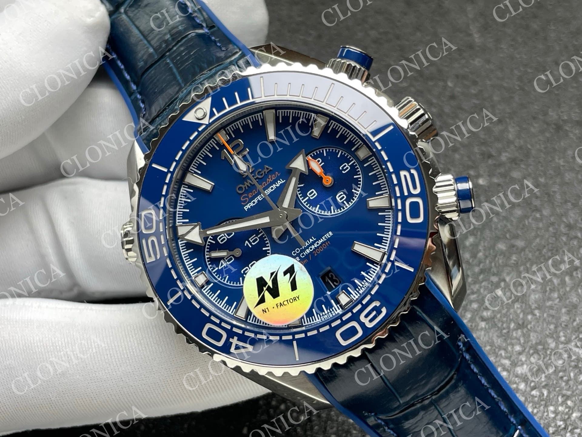 PLANET OCEAN MASTER CHRONOMETER BLUE CERAMIC BEZEL 1:1 BLUE DIAL — view 2