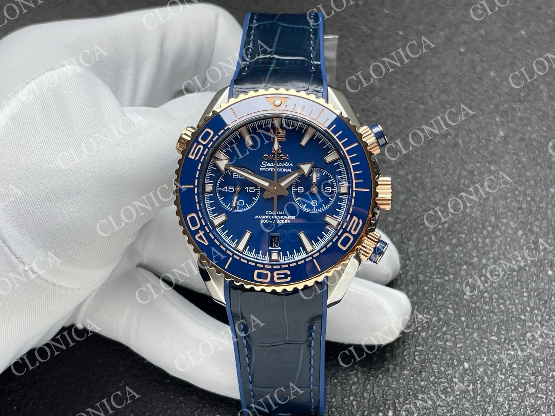 PLANET OCEAN MASTER CHRONOMETER BLUE ROSE CERAMIC BEZEL BLUE DIAL — view 1
