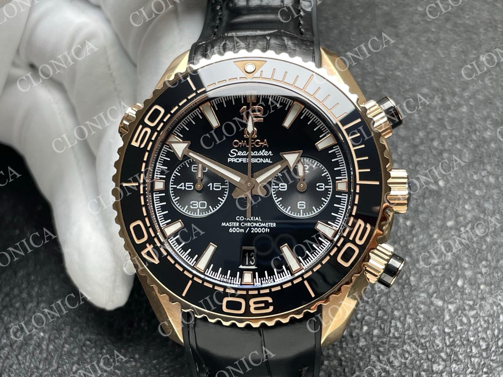 PLANET OCEAN MASTER CHRONOMETER BLACK ROSE CERAMIC BEZEL BLACK DIAL — view 3