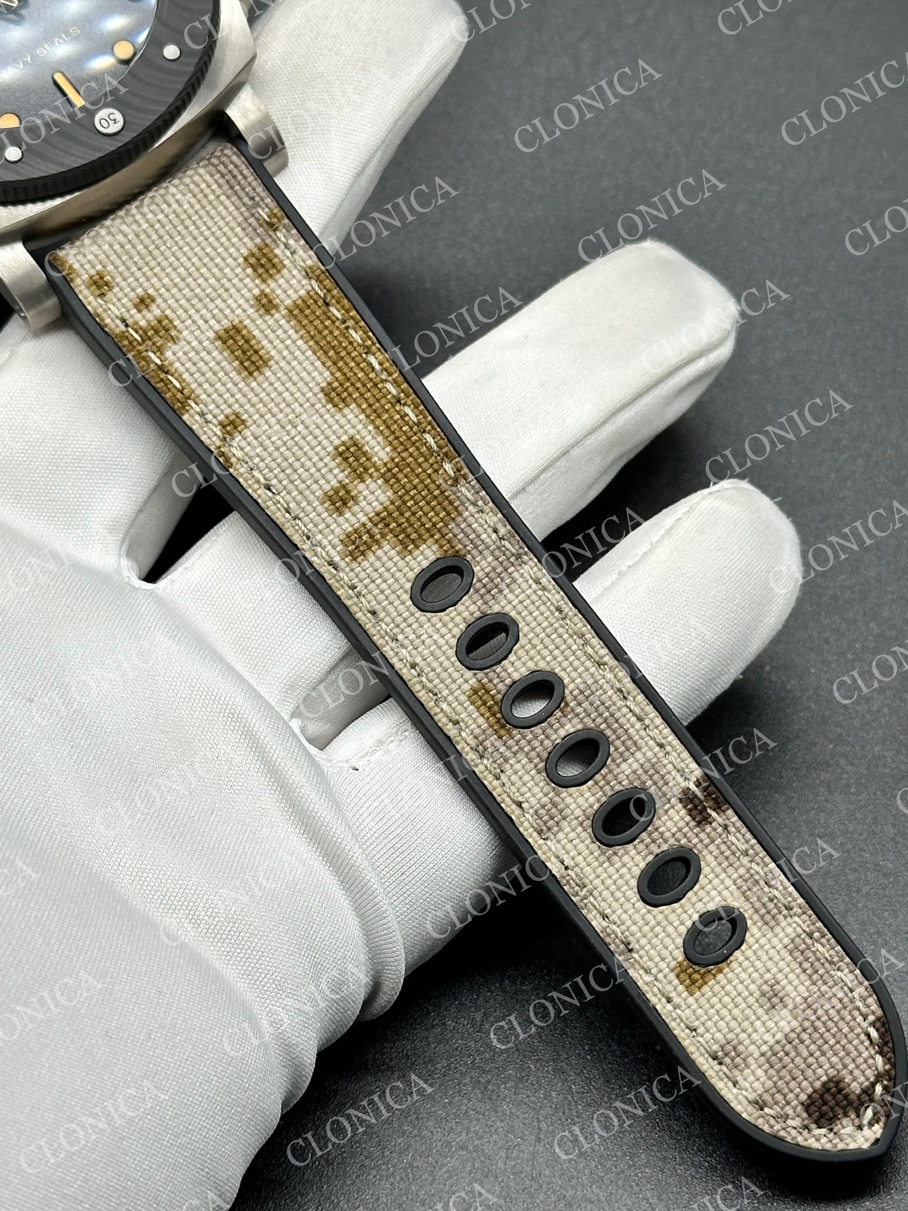 PAM1669 CARBOTECH 47MM OMBRE BLACK DIAL BLUE MARKERS ON CAMOUFLAGE STRAP P.900 CLONE — view 8