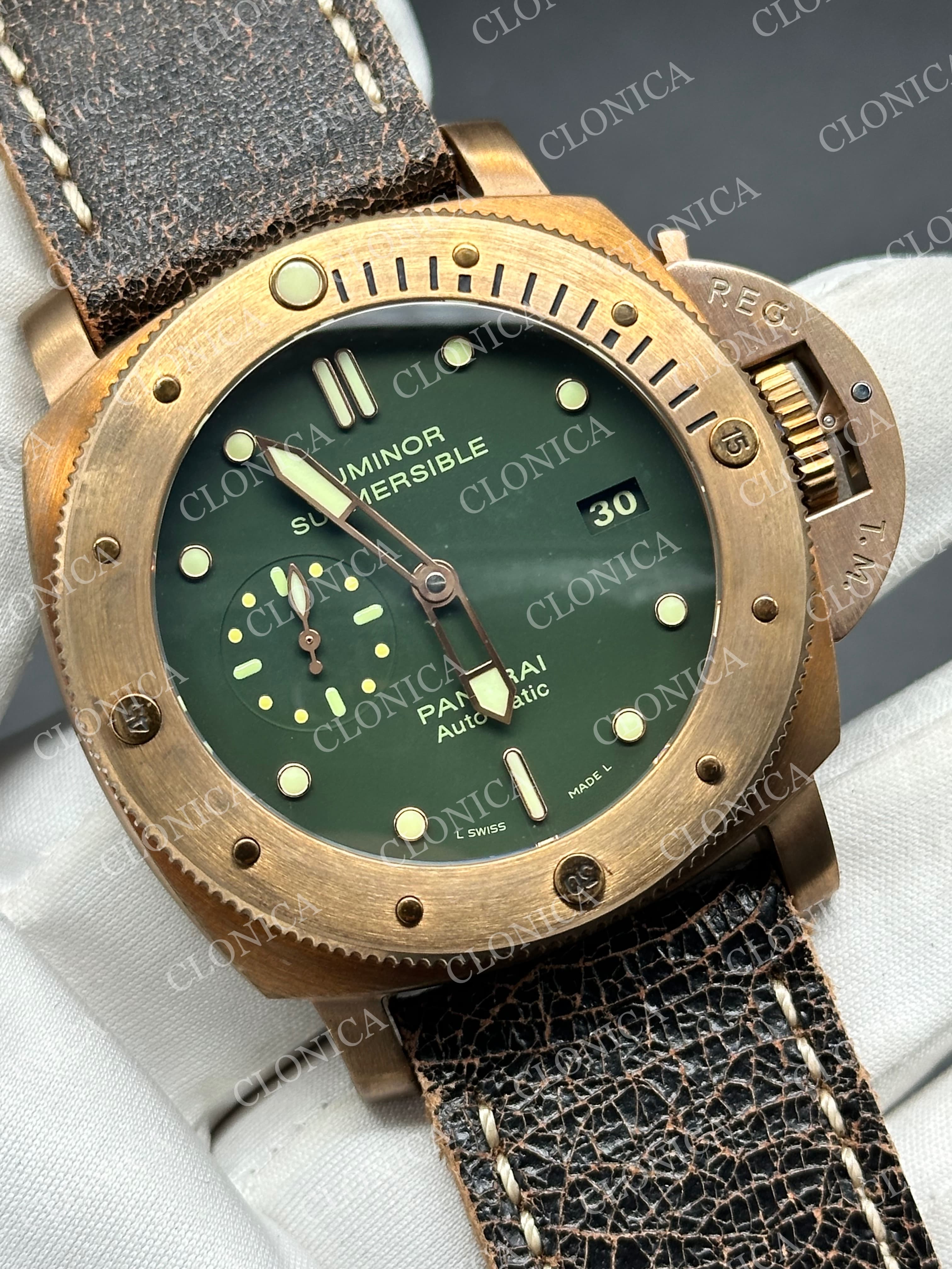 PAM382 N BRONZO 1:1 ON BROWN DISTRESSED CALFSKIN STRAP VSP9000 — view 2