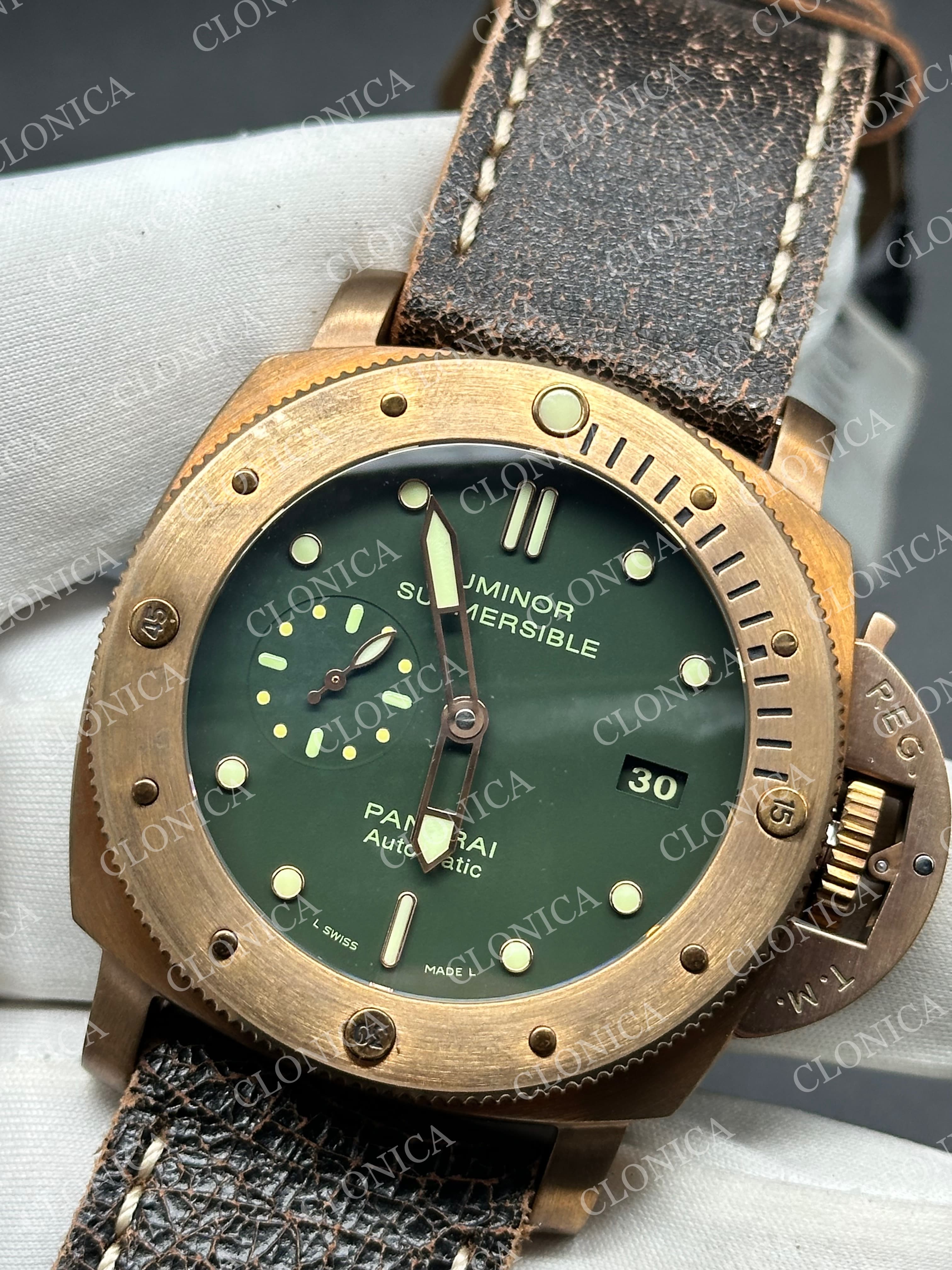 PAM382 N BRONZO 1:1 ON BROWN DISTRESSED CALFSKIN STRAP VSP9000 — view 3