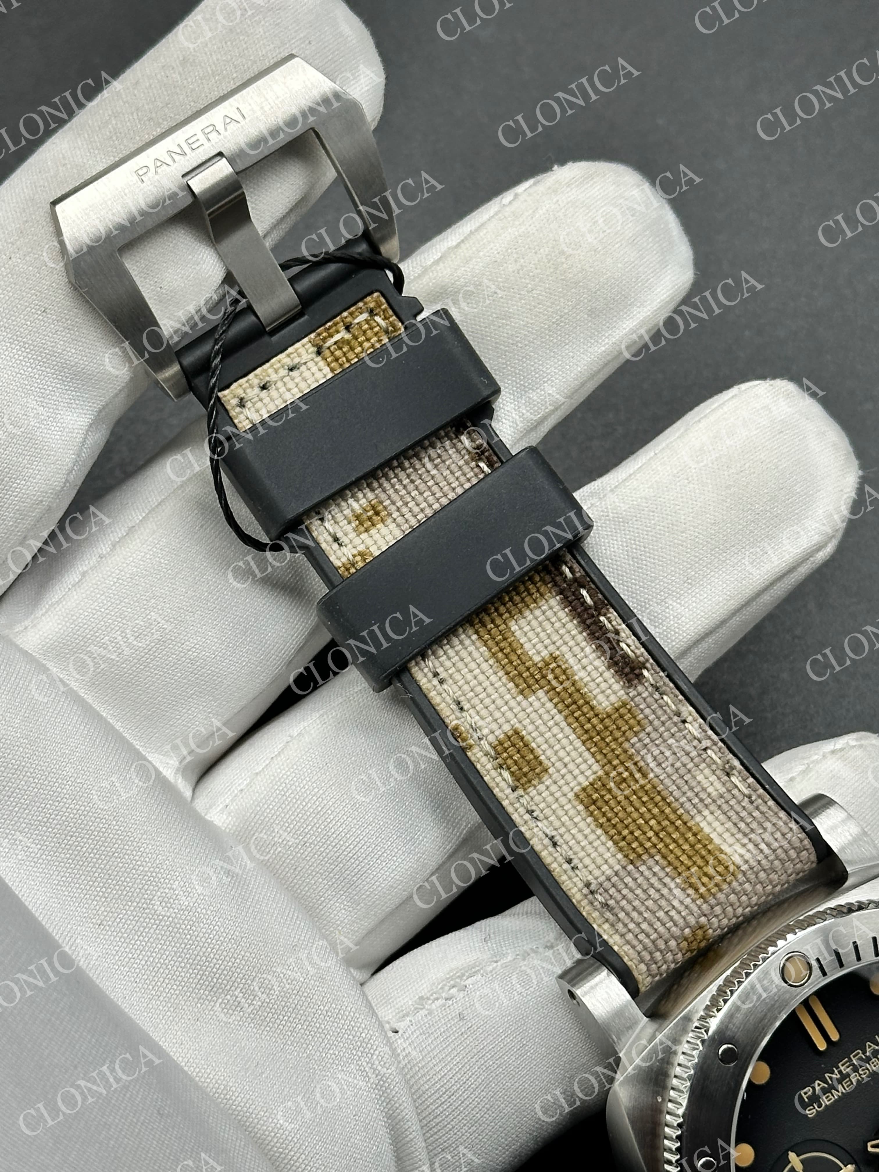 PAM1518 SUBMERSIBLE 44MM 1:1 GRAY OMBRE DIAL ON CAMOUFLAGE STRAP P900 — view 7