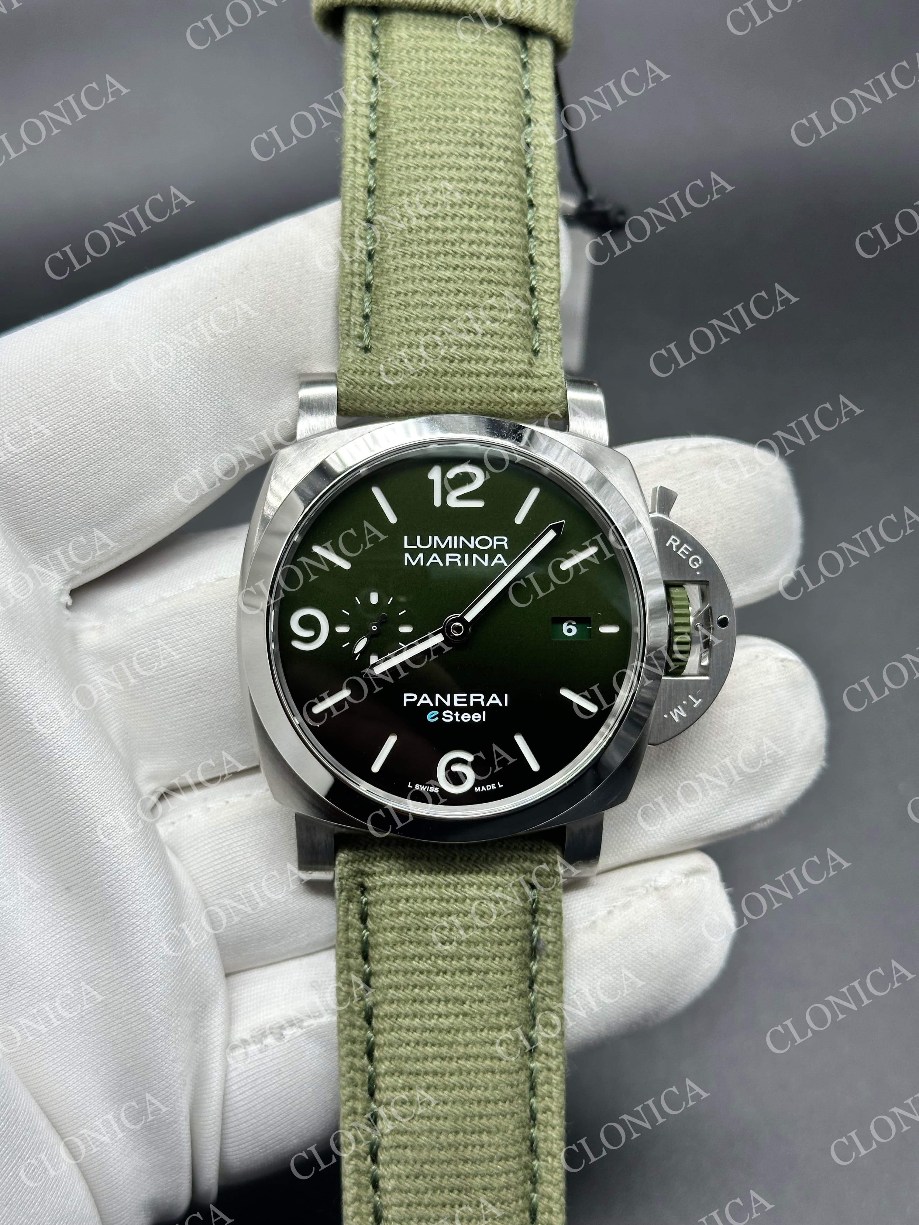 PAM1356 44MM 1:1 GREEN DIAL ON GREEN NYLON STRAP P.9010 SUPER CLONE — view 1