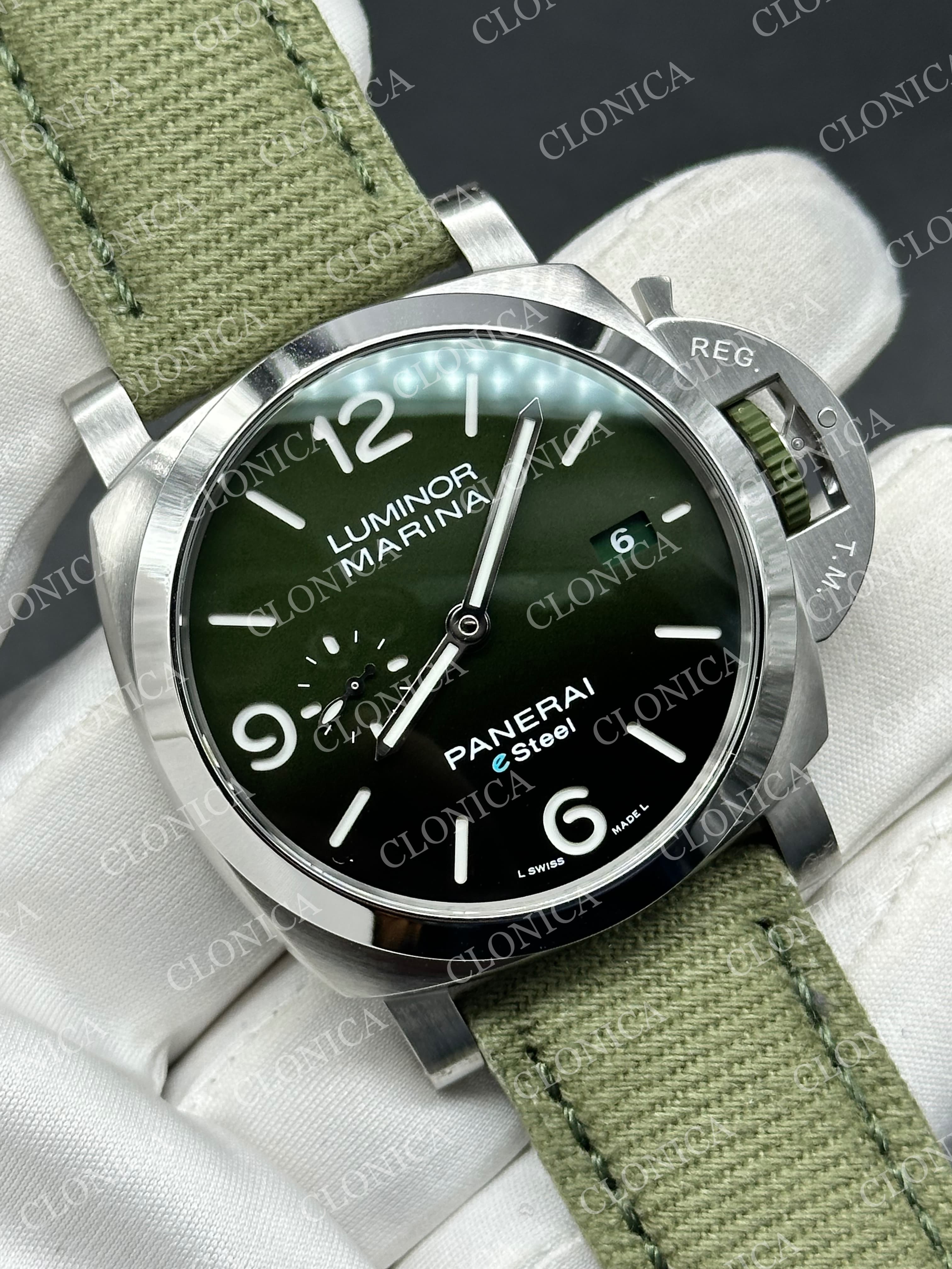 PAM1356 44MM 1:1 GREEN DIAL ON GREEN NYLON STRAP P.9010 SUPER CLONE — view 2