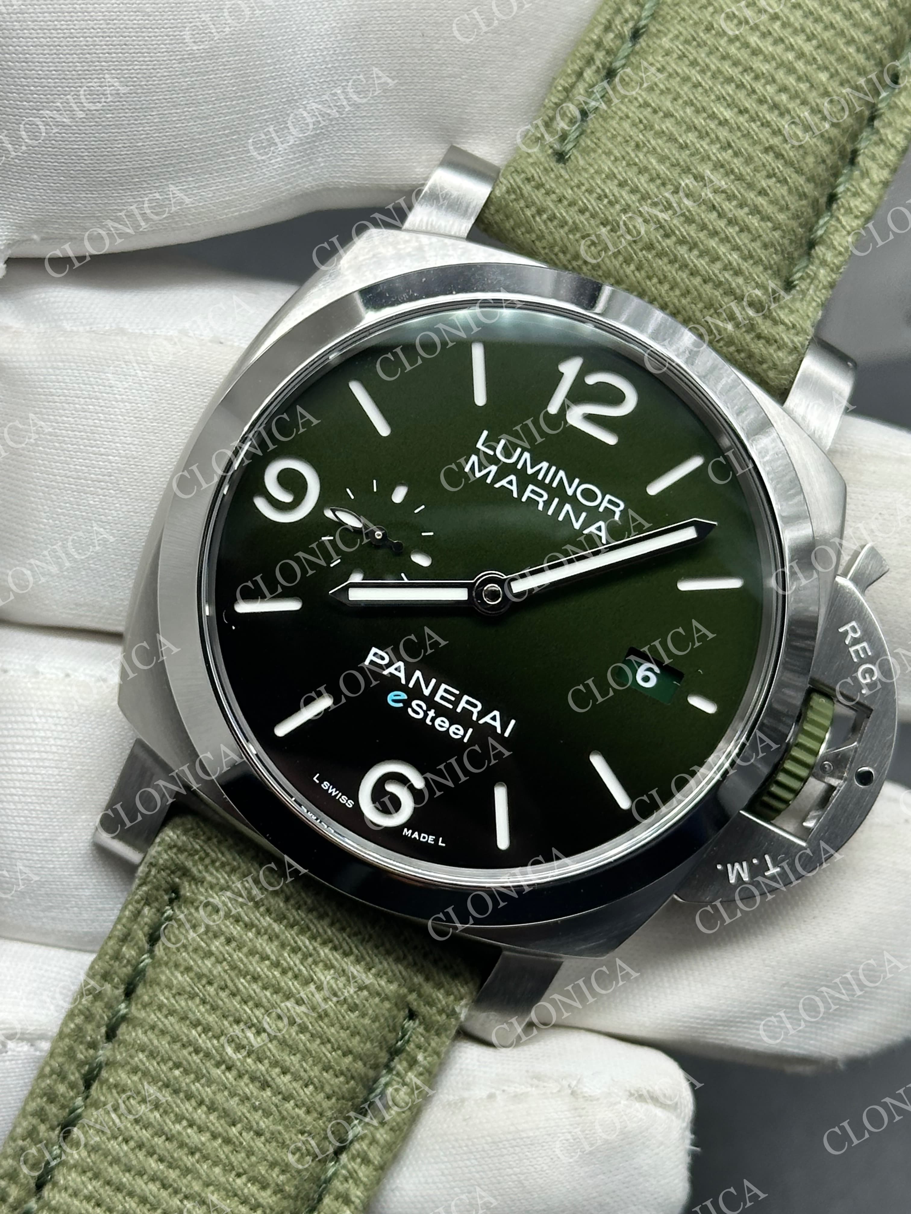 PAM1356 44MM 1:1 GREEN DIAL ON GREEN NYLON STRAP P.9010 SUPER CLONE — view 3
