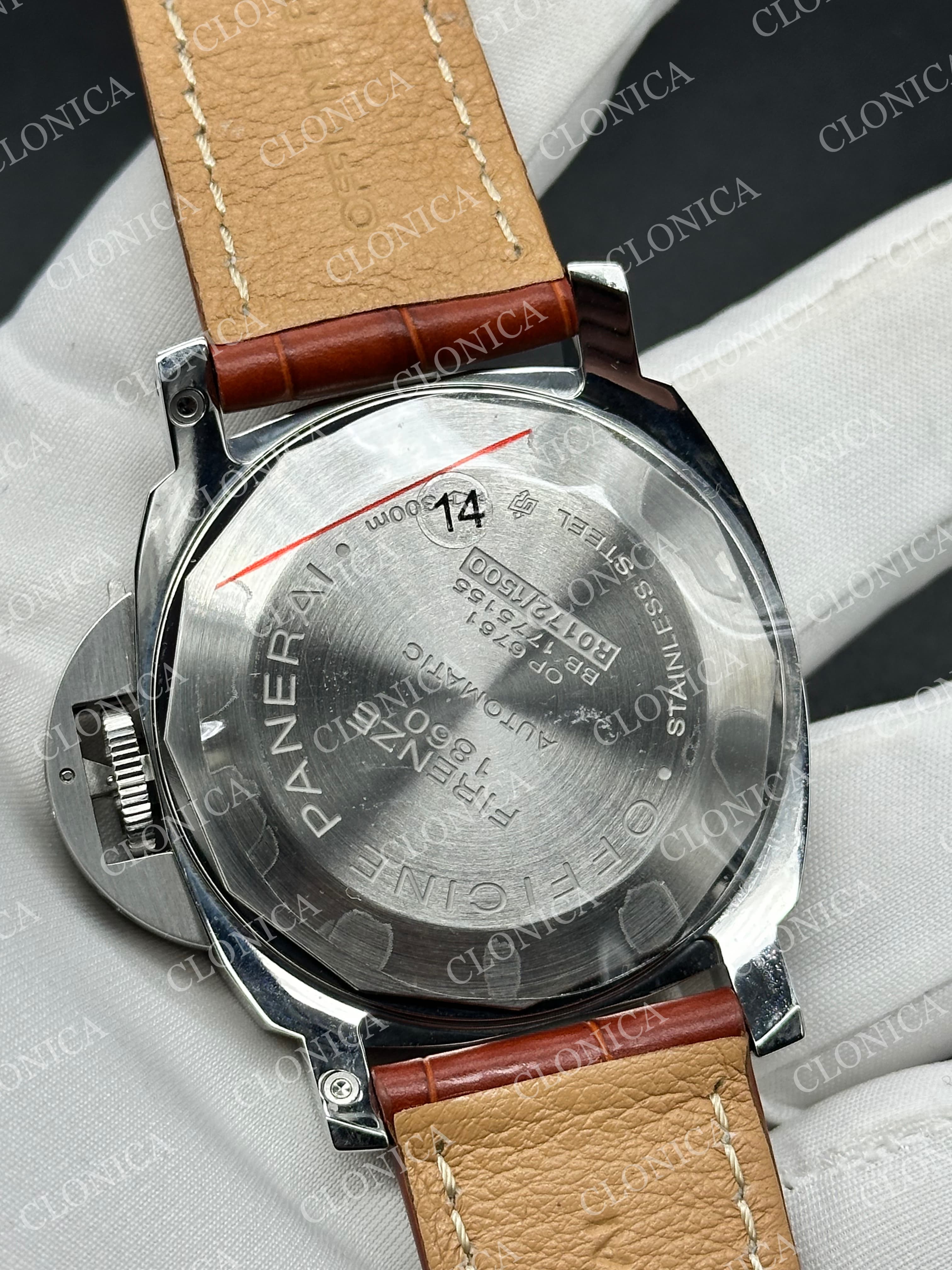 PAM088 1:1 GREEN DIAL ON BROWN LEATHER STRAP P.9010 CLONE — view 5