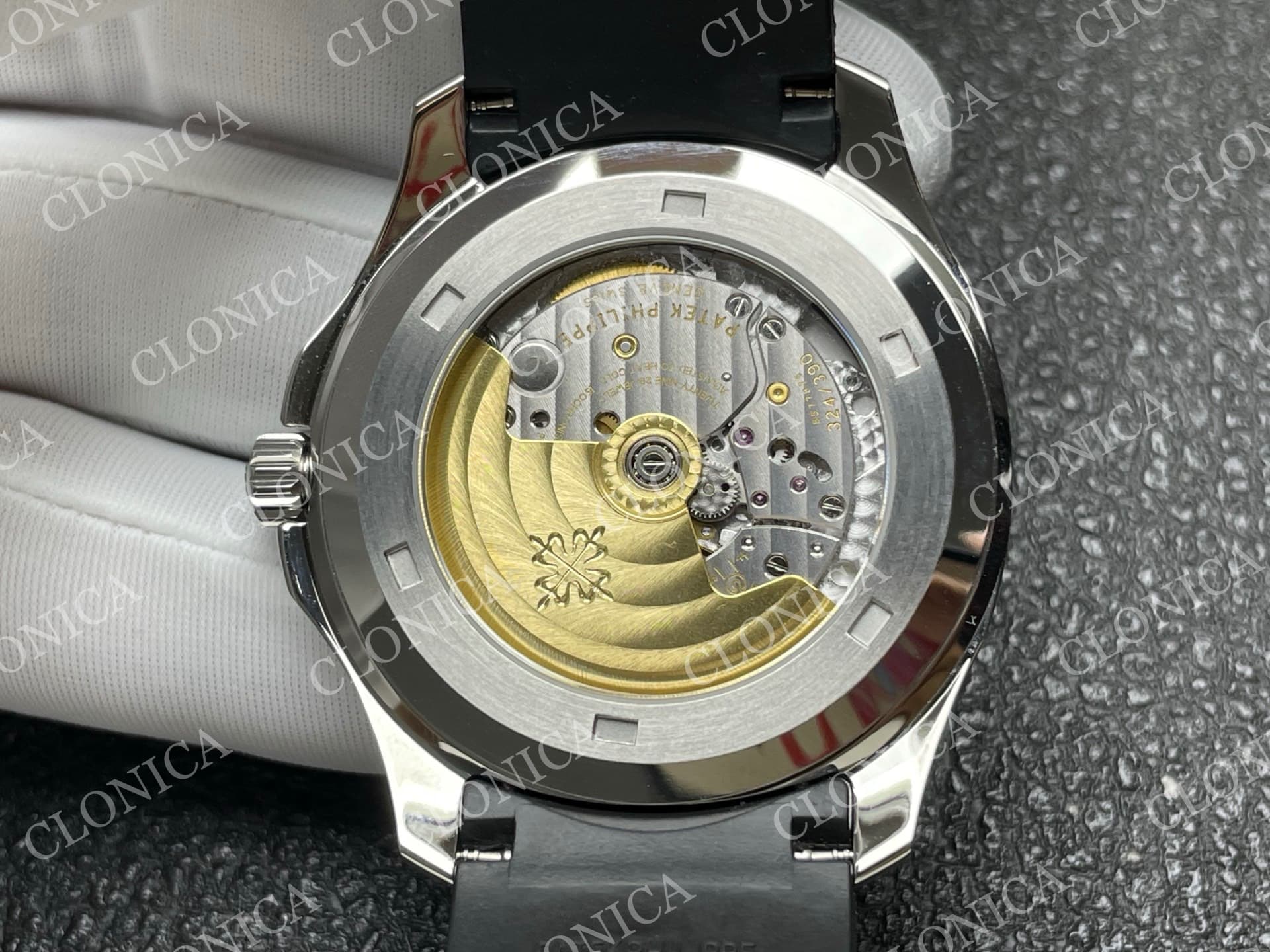 AQUANAUT 5167 SS BLACK DIAL ON BLACK STRAP — view 8