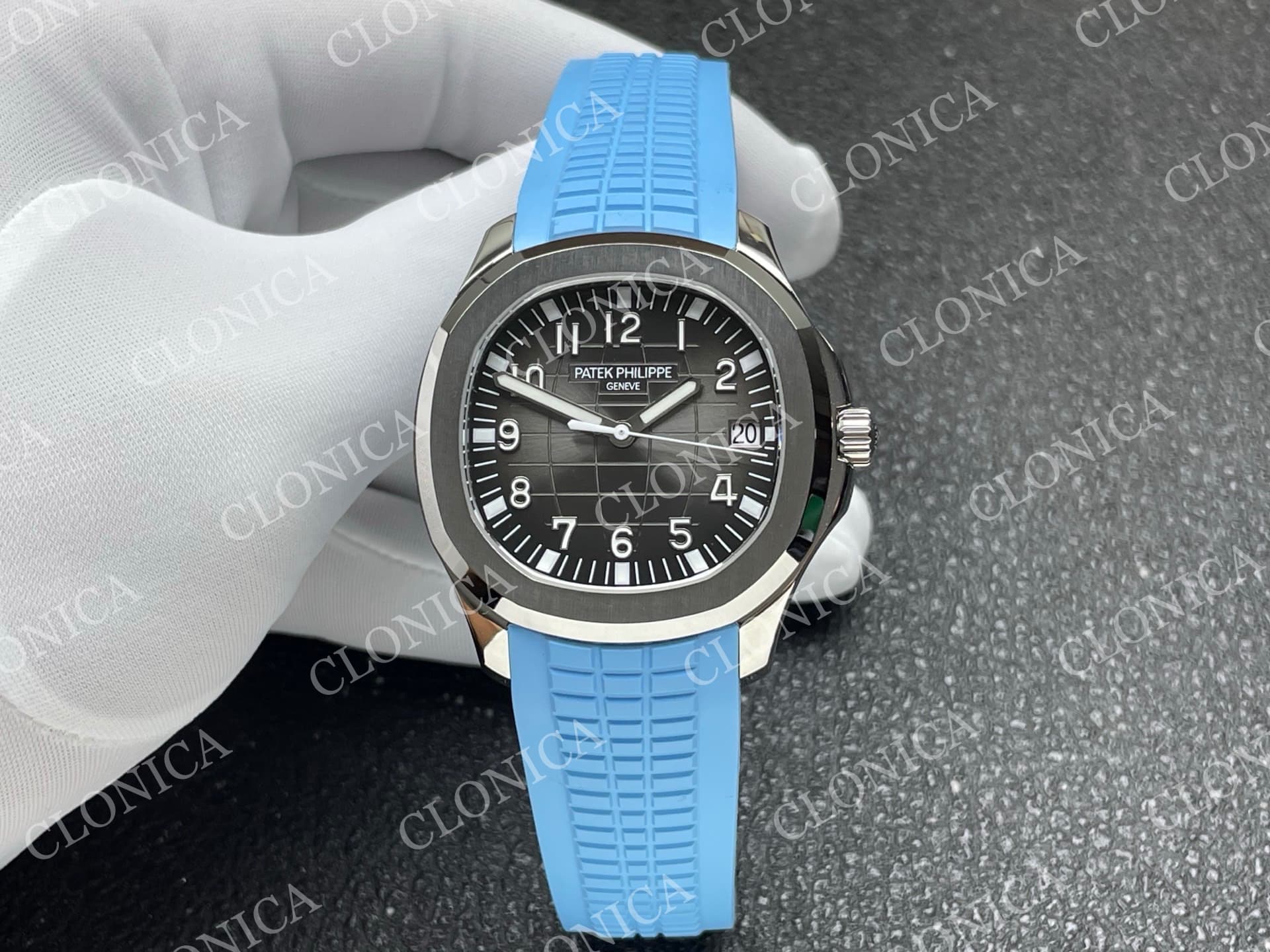 AQUANAUT 5167 SS BLACK DIAL ON BLUE STRAP — view 1