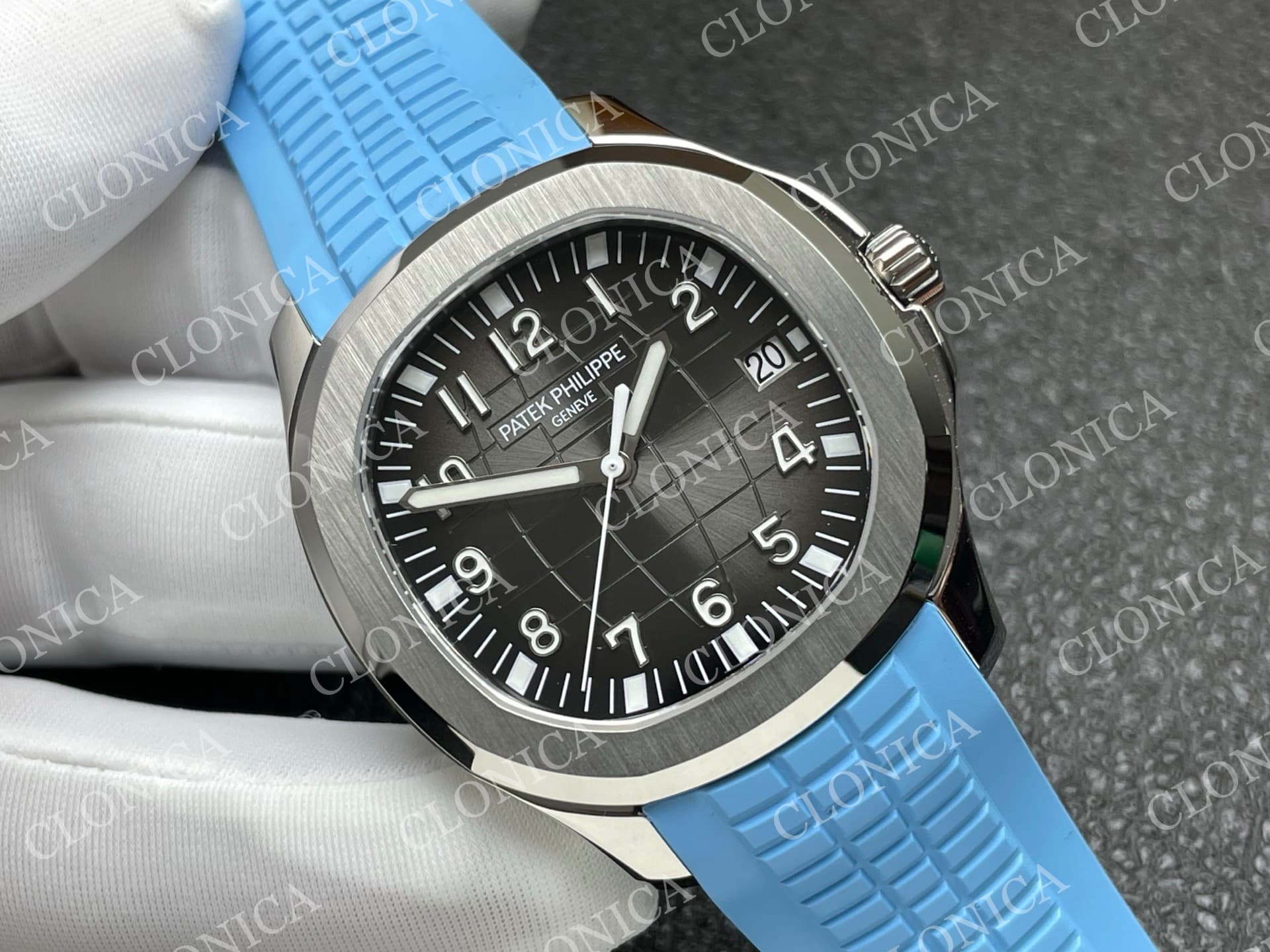 AQUANAUT 5167 SS BLACK DIAL ON BLUE STRAP — view 2