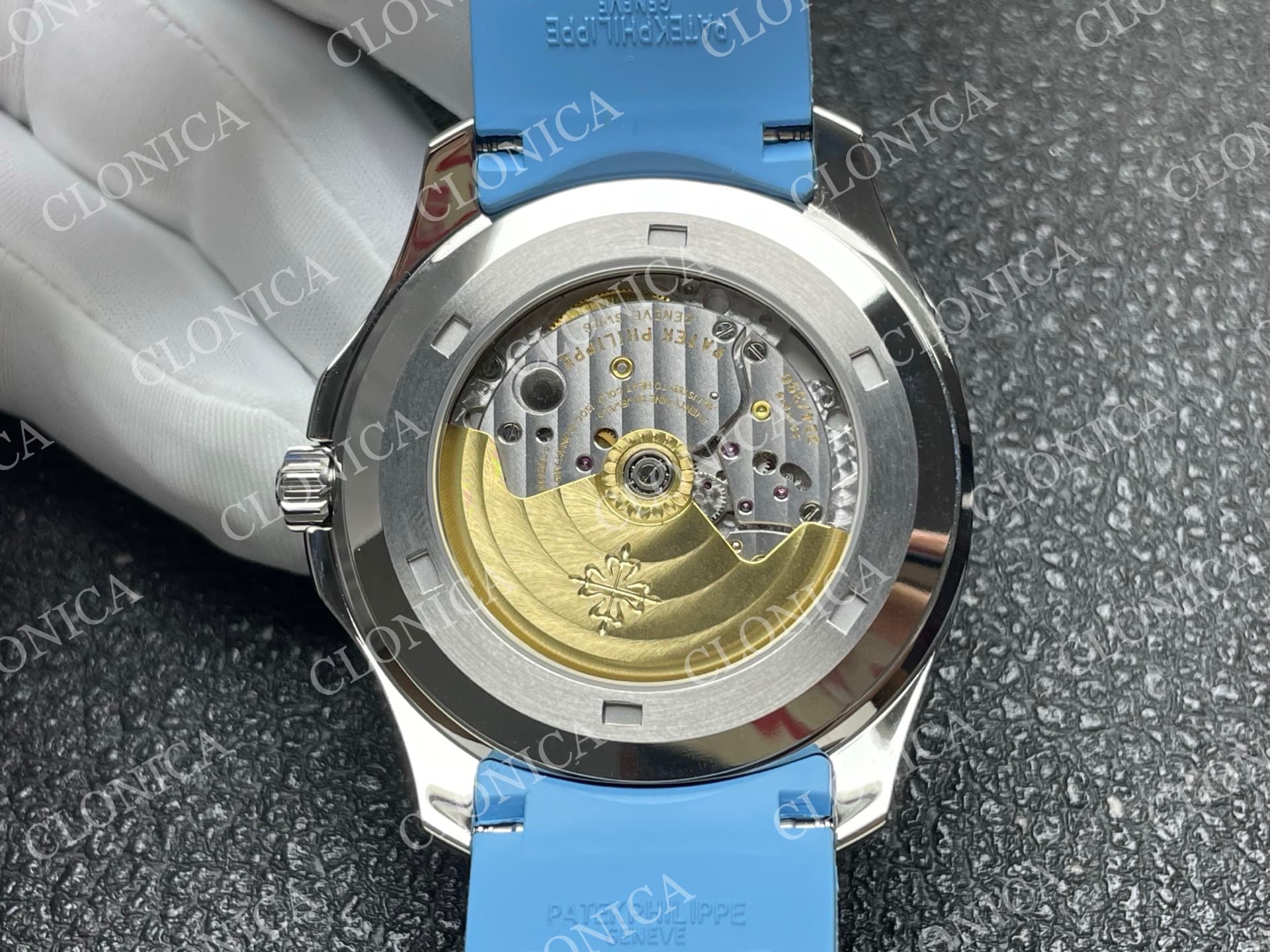 AQUANAUT 5167 SS BLACK DIAL ON BLUE STRAP — view 8